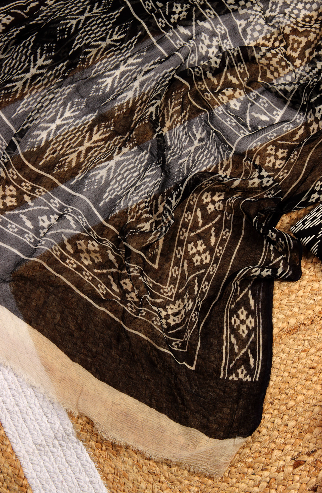 Black Cotton Printed Unstitched Salwar Kameez with Chiffon Dupatta - 927-BLACKNECK-2A