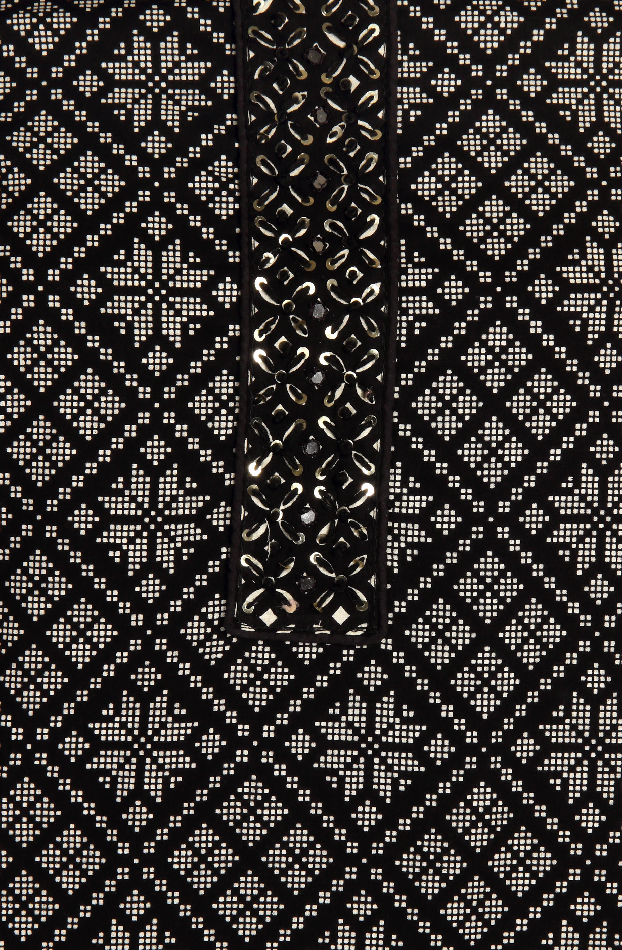 Black Cotton Printed Unstitched Dress Material with Chiffon Dupatta - 927-BLACKNECK-4A