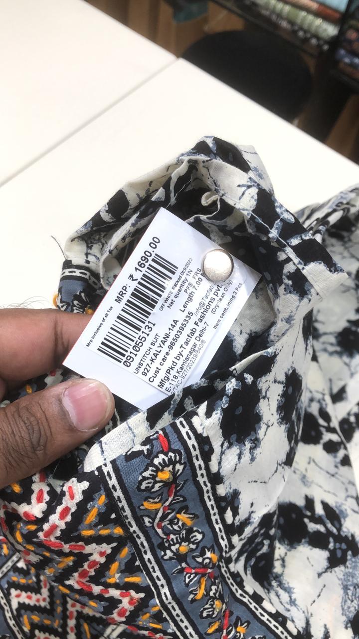 Black Cotton Printed Salwar Suit with Dupatta - 927-KALYANI-14A