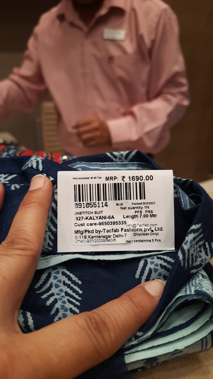 Blue Cotton Unstitched Printed Salwar Suit - 927-KALYANI-6A