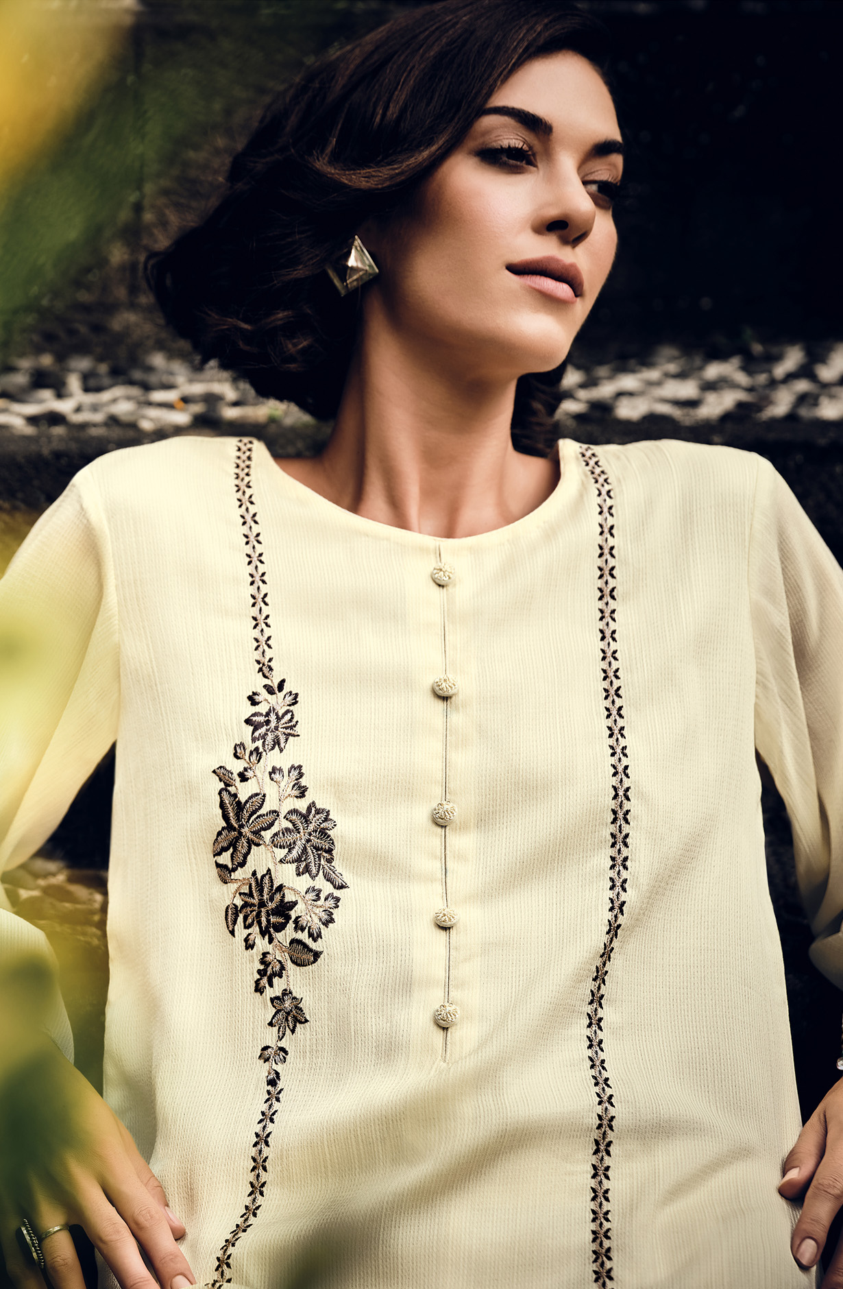 Cream Beautiful Georgette Embroidered Suit with Chiffon Dupatta - RAMY02