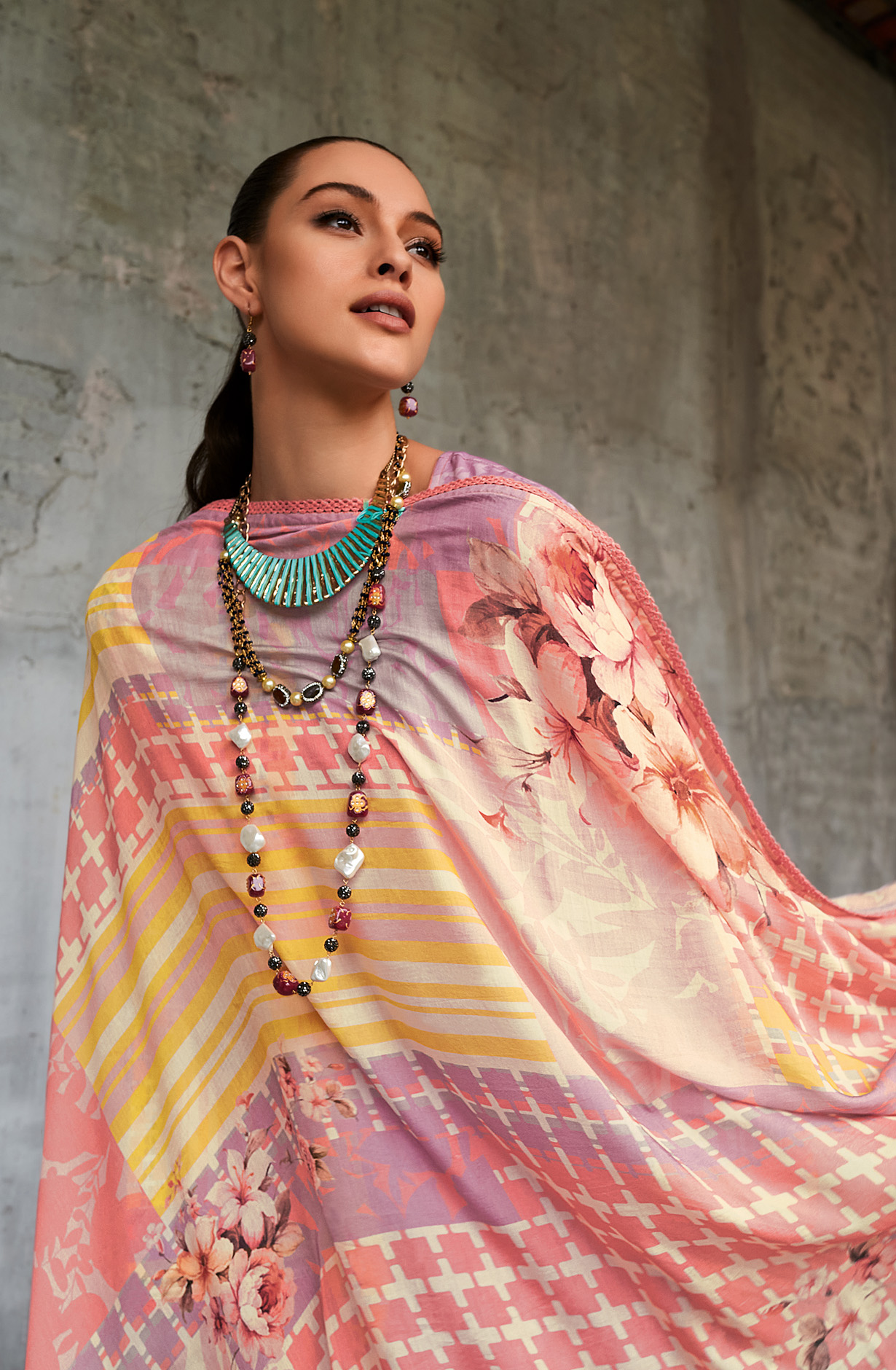 Lavender Cotton Voile Digital Printed Suit with Dupatta - HUEH0S04