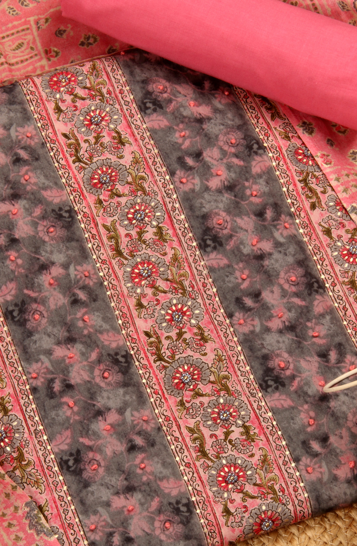 Multi-coloured Cotton Unstitched Printed Salwar Dress Material - 944-1060