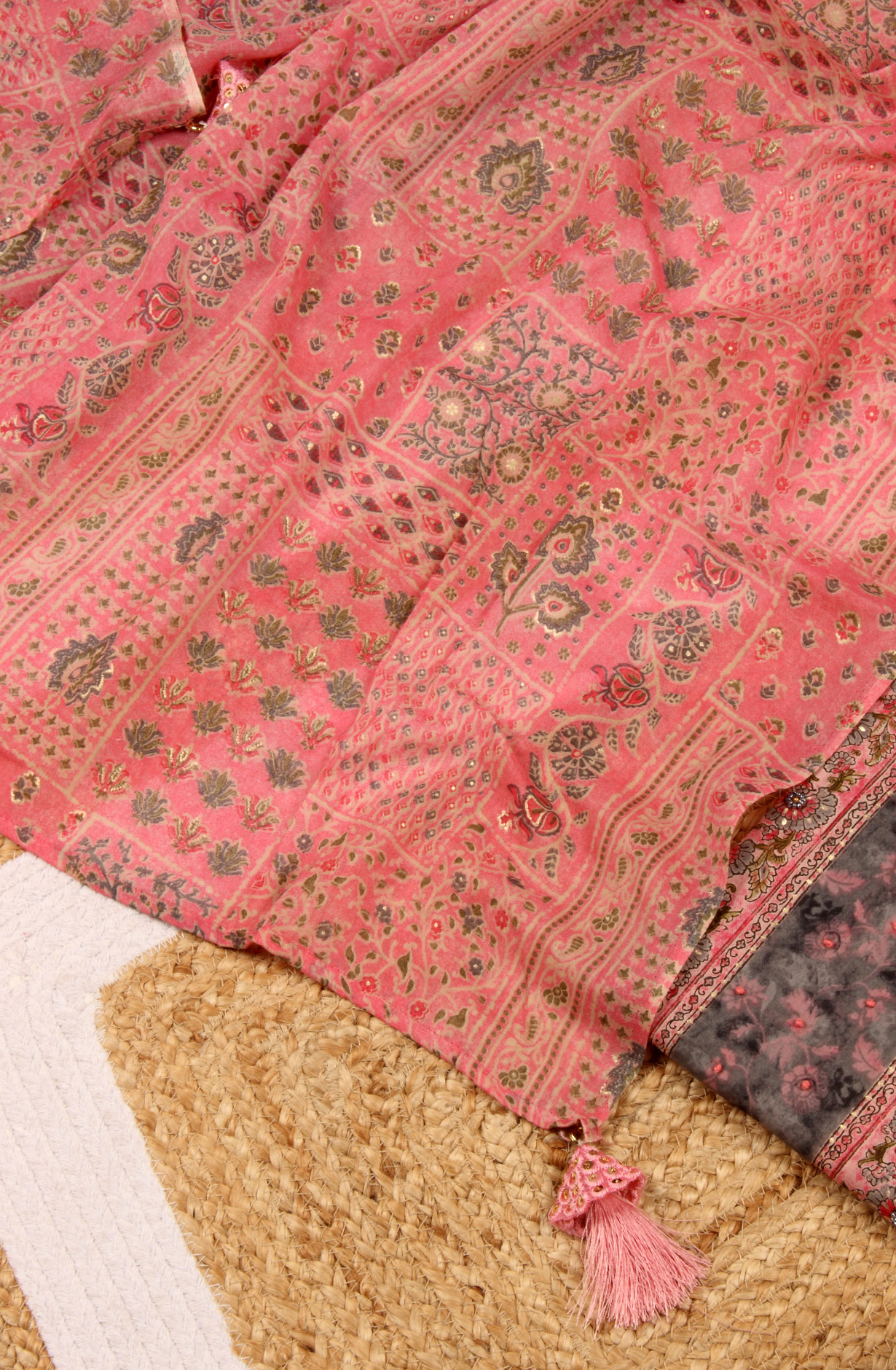 Multi-coloured Cotton Unstitched Printed Salwar Dress Material - 944-1060