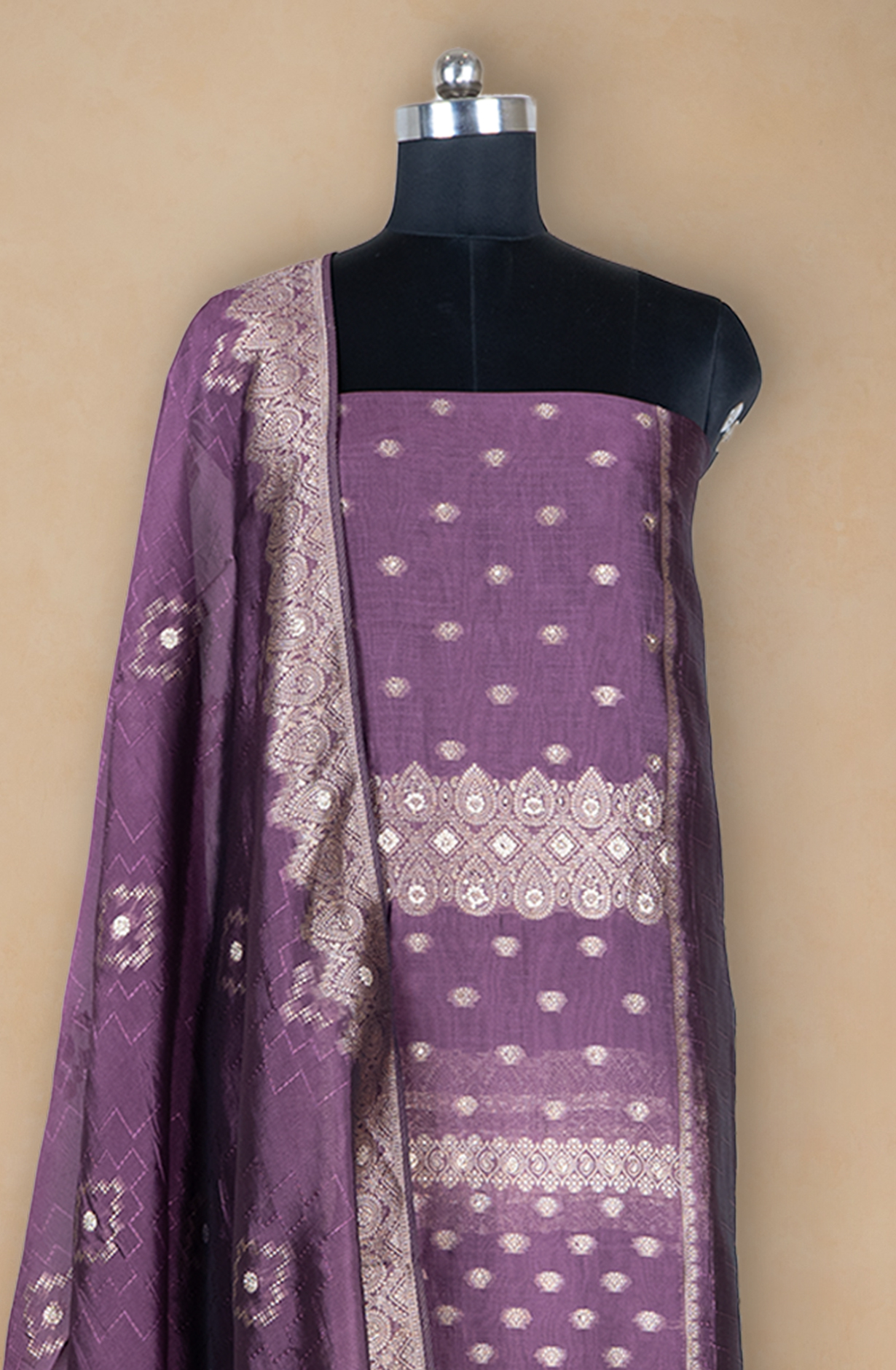 Wine Silk Organza Beautiful Suit Set with Dupatta - 944-11098-A