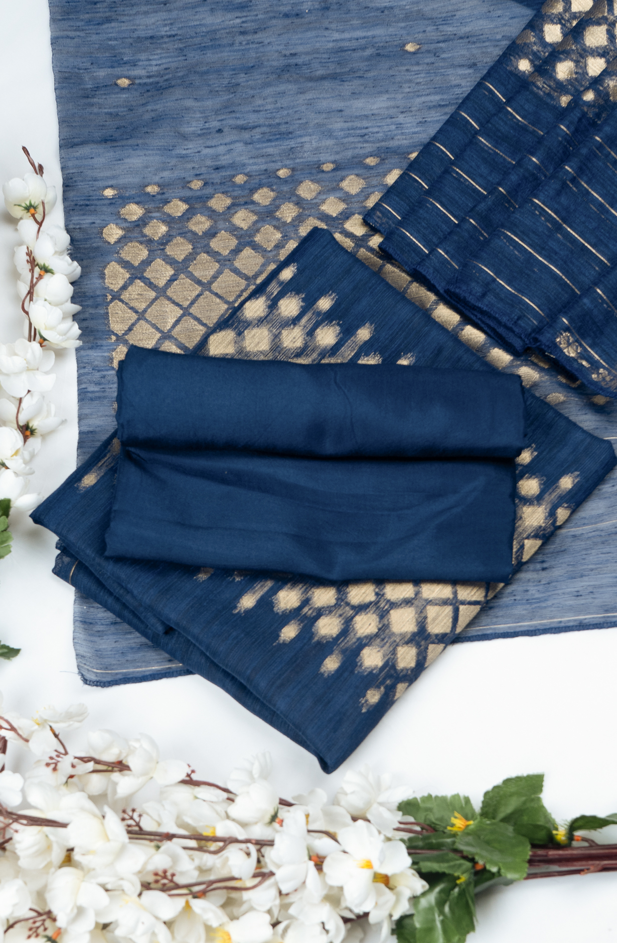 Navy Blue Chanderi Beautiful Suit Set with Dupatta - 944-11110-1A
