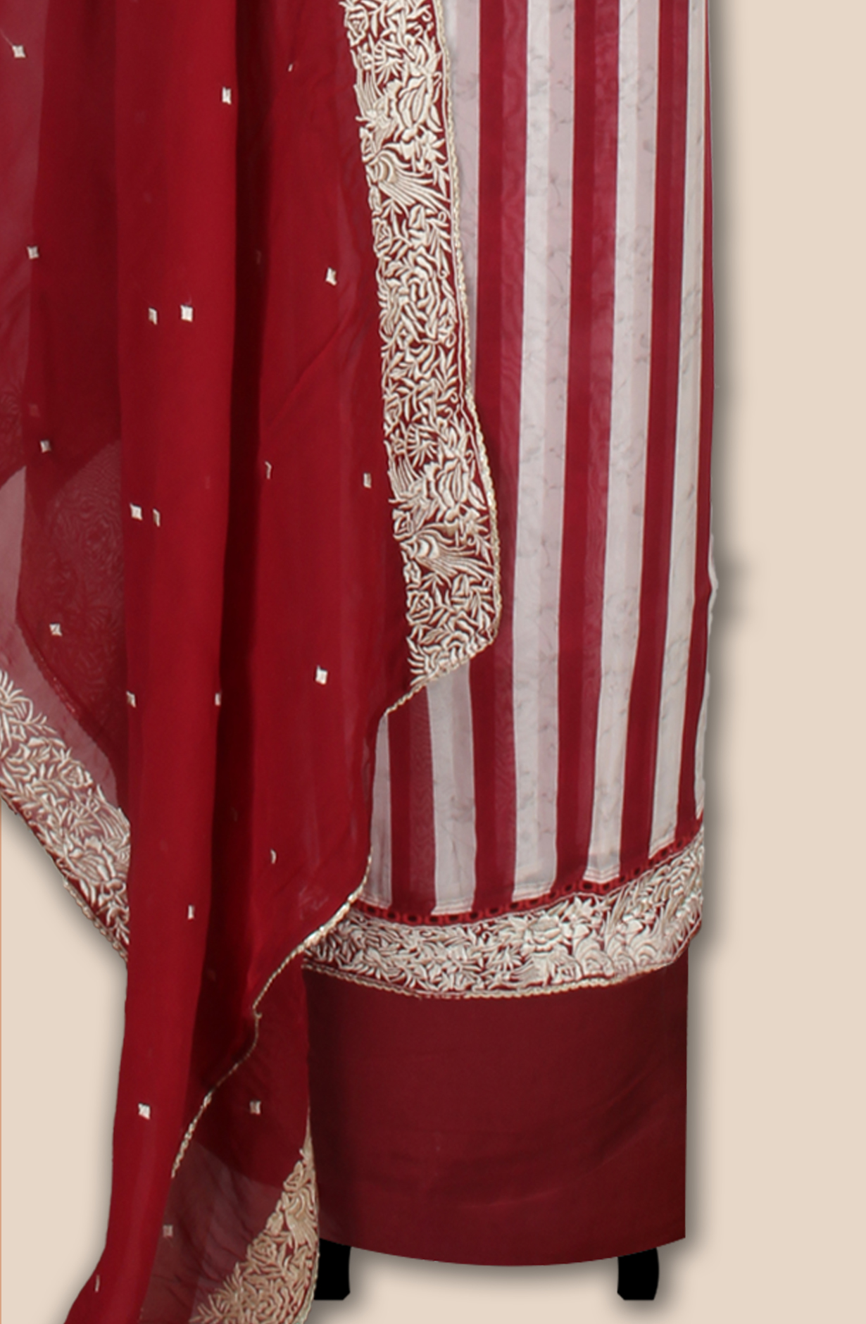 Maroon Organza Unstitched Salwar Kameez with Trendy Dupatta - 944-11111