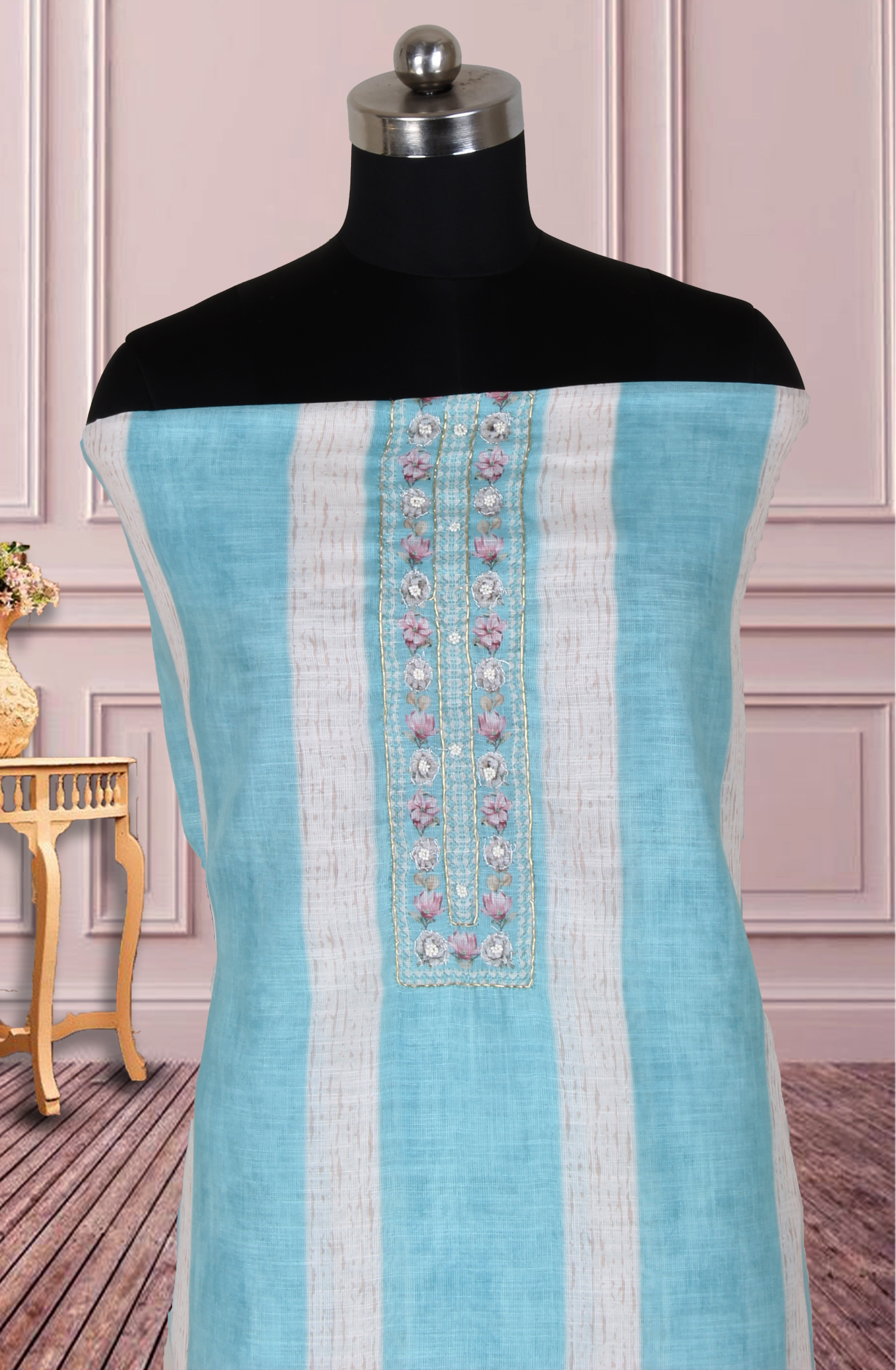 Sea Green Cotton Digital Printed Unstitched Suit with Trendy Dupatta - 944-11173