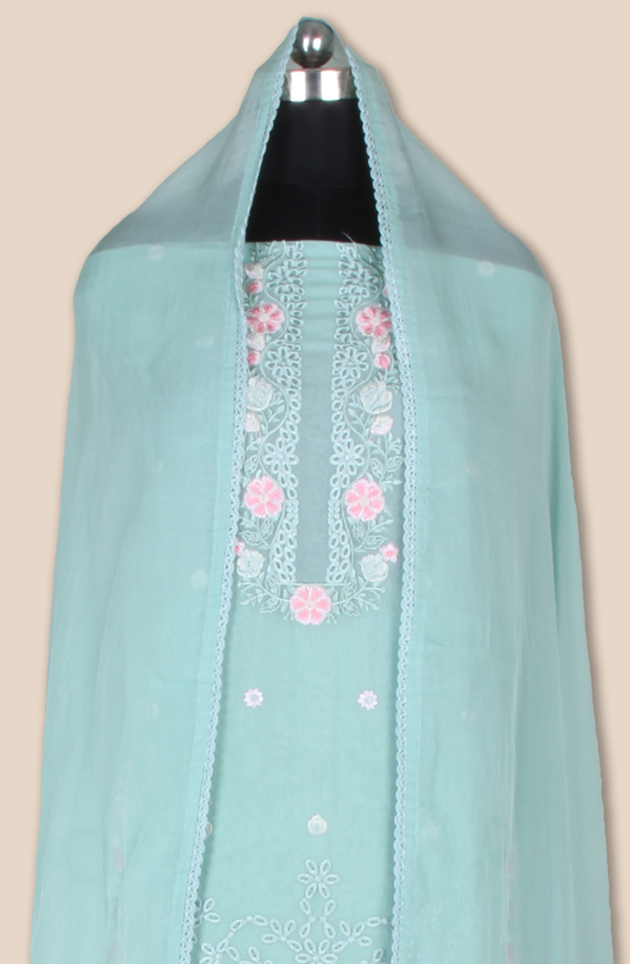 Sea Green Partywear Organza Embroidered Salwar Kameez with Trendy Dupatta - 944-11872A