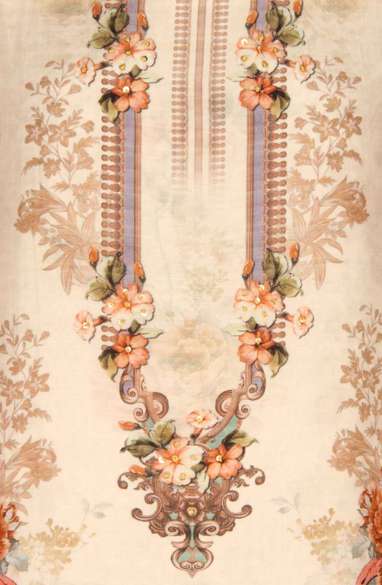 Multi-coloured Beautiful Muslin Unstitched Salwar Kameez - 944-13047B