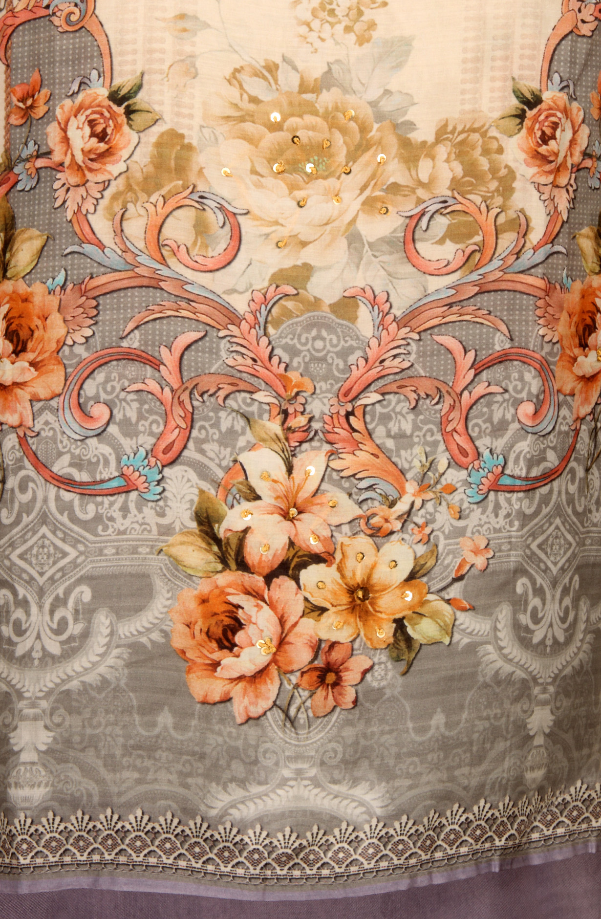 Multi-coloured Beautiful Muslin Unstitched Salwar Kameez - 944-13047B