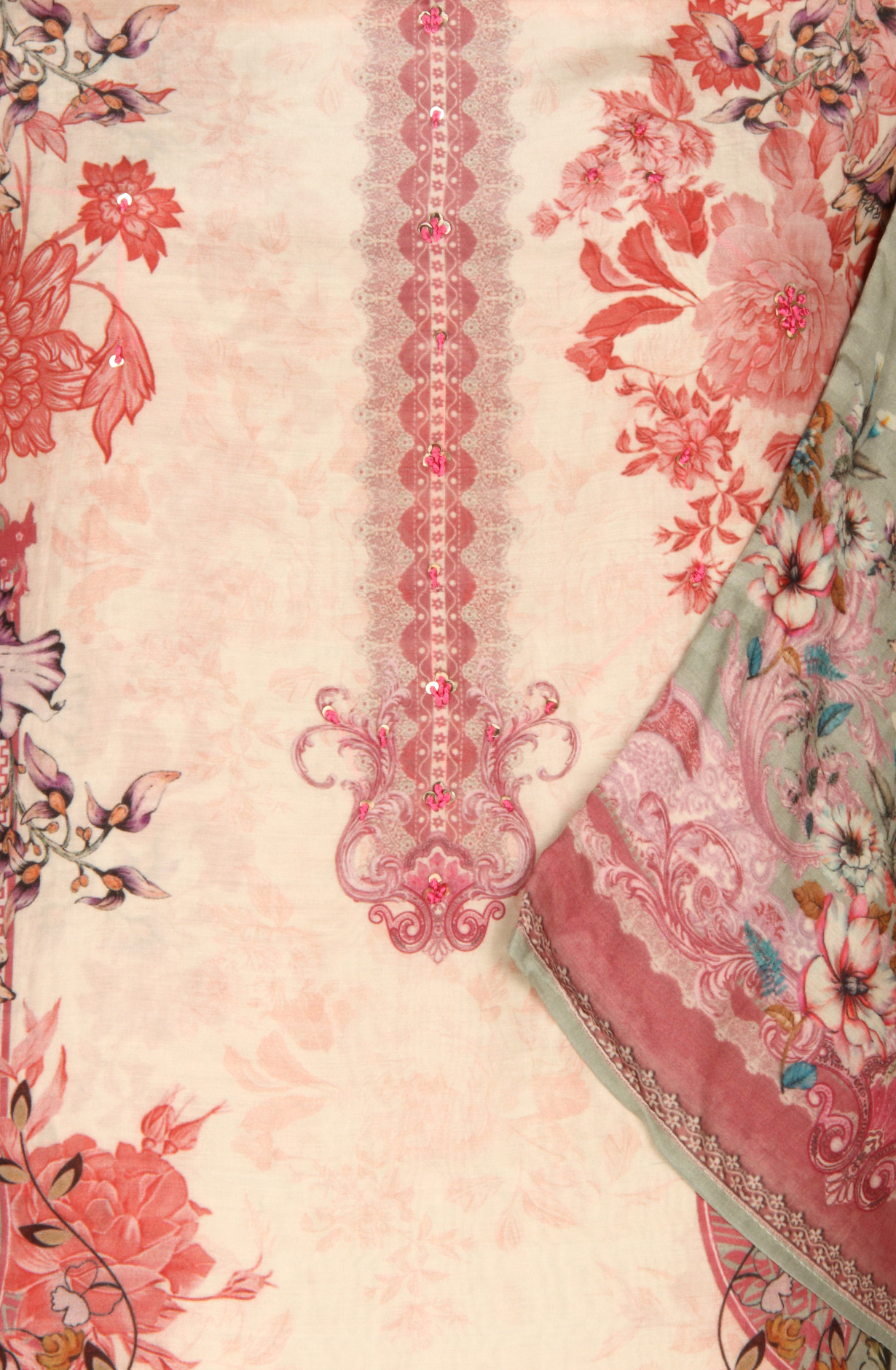 Multi-coloured Beautiful Muslin Unstitched Salwar Kameez - 944-13048