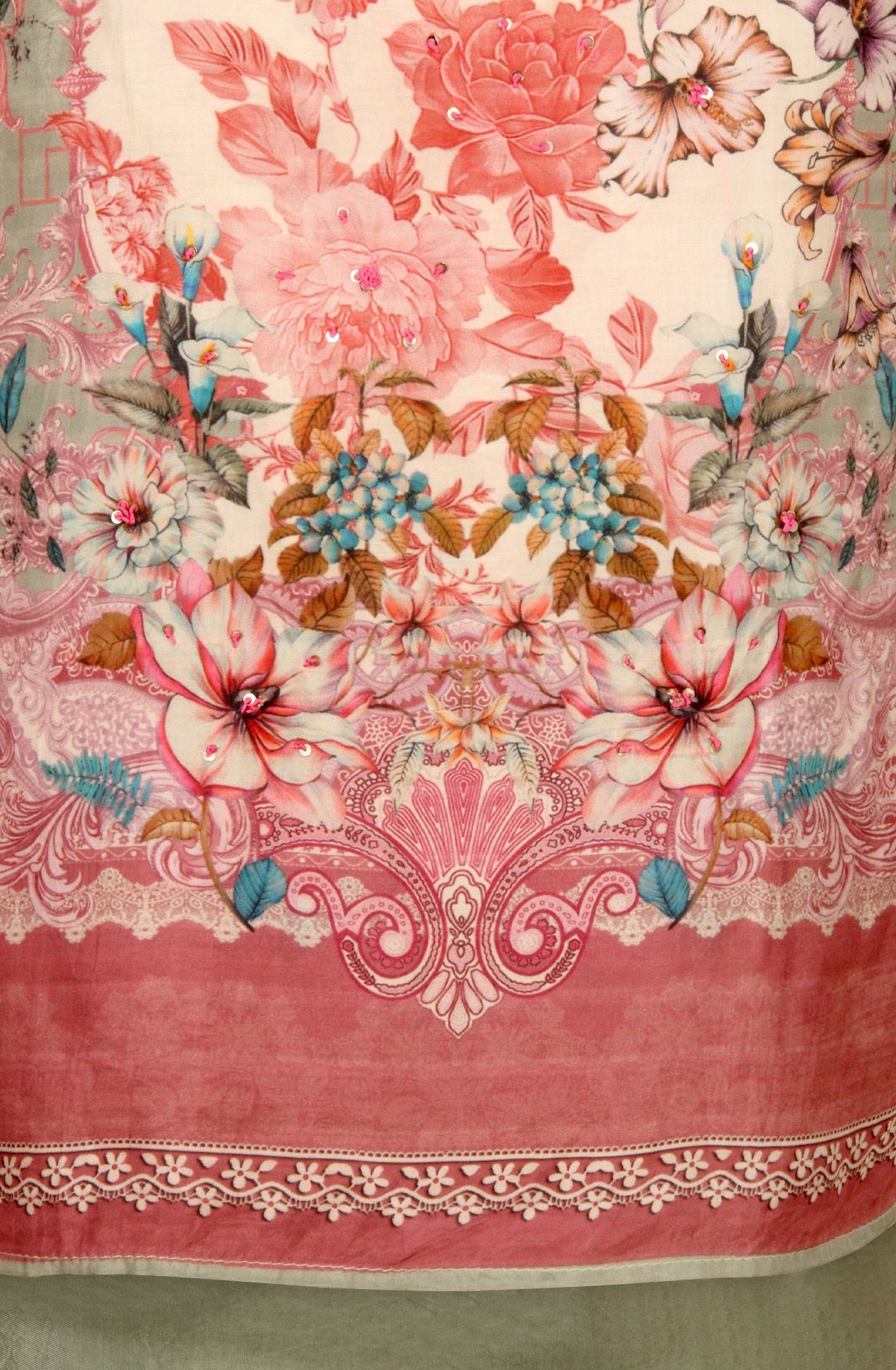 Multi-coloured Beautiful Muslin Unstitched Salwar Kameez - 944-13048