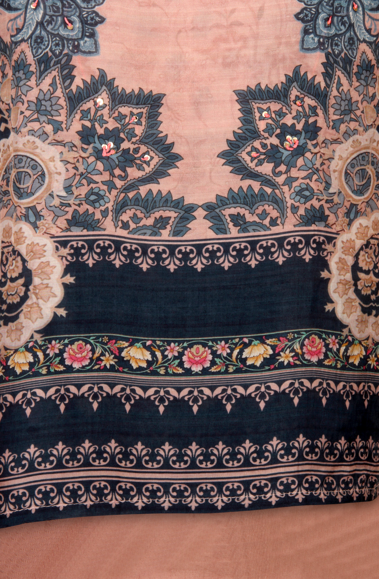 Multi-coloured Beautiful Muslin Unstitched Salwar Kameez - 944-13049