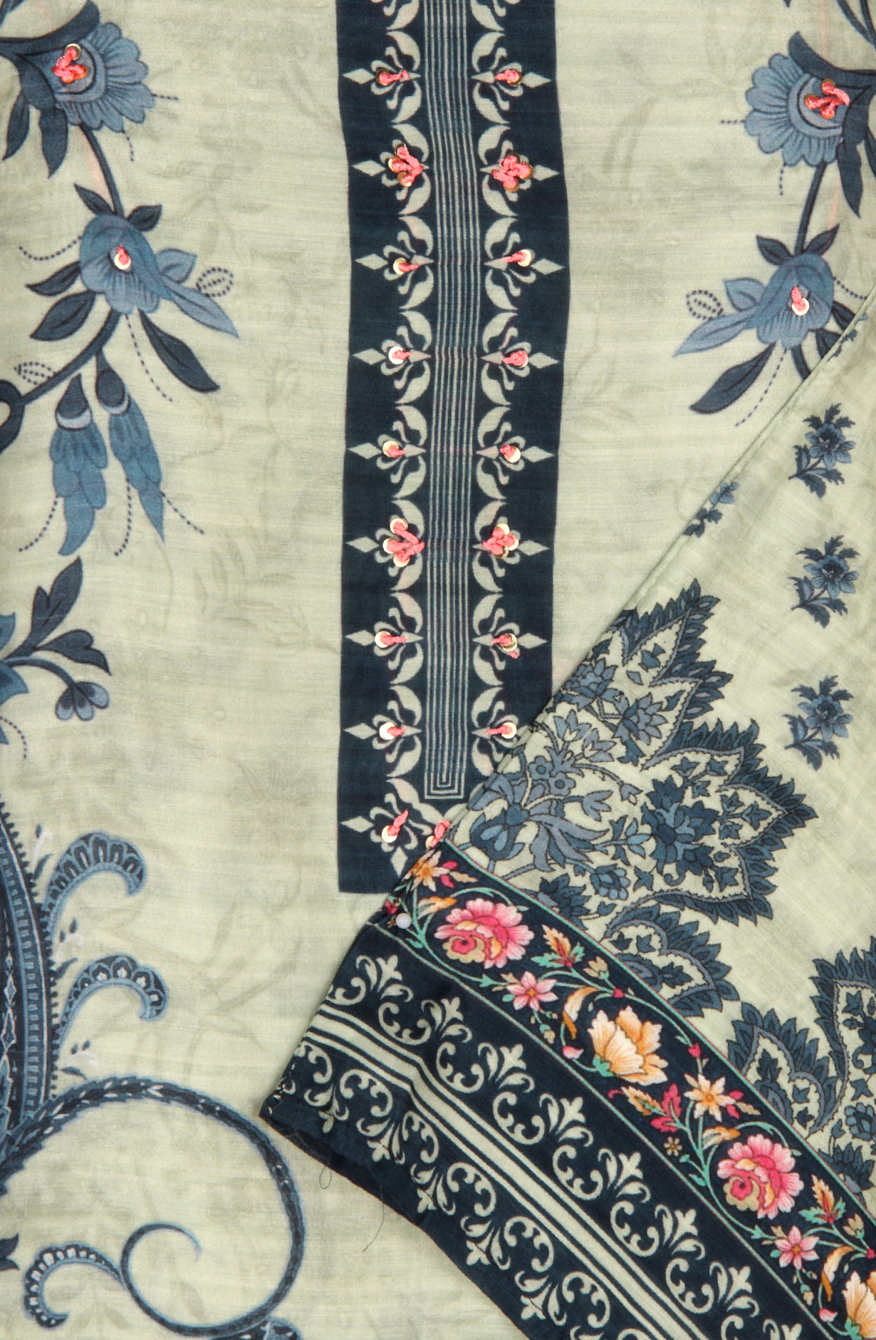 Sea Green Beautiful Muslin Unstitched Salwar Kameez - 944-13049A