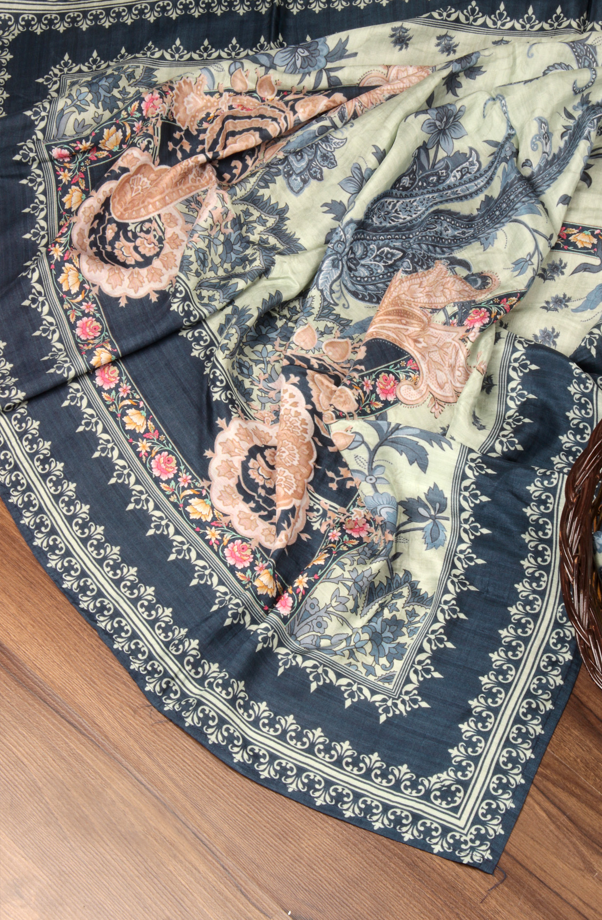 Sea Green Beautiful Muslin Unstitched Salwar Kameez - 944-13049A