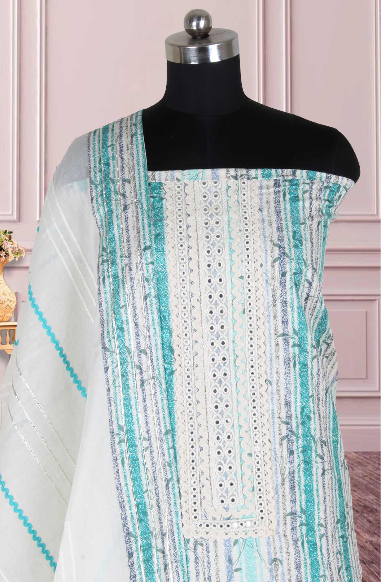 Multi-color Cotton Unstitched Salwar Suit with Trendy Dupatta - 944-1525A