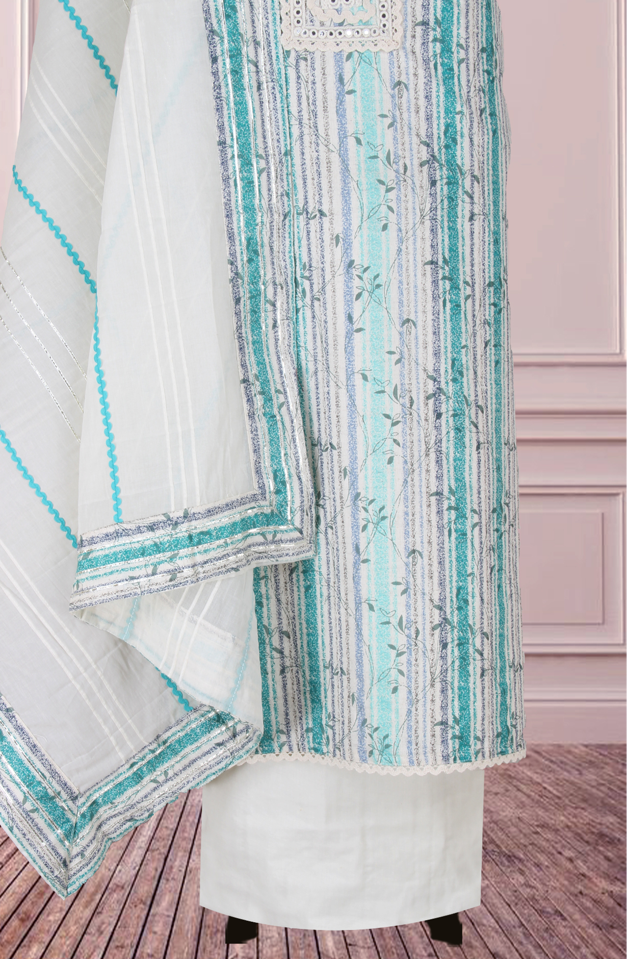 Multi-color Cotton Unstitched Salwar Suit with Trendy Dupatta - 944-1525A