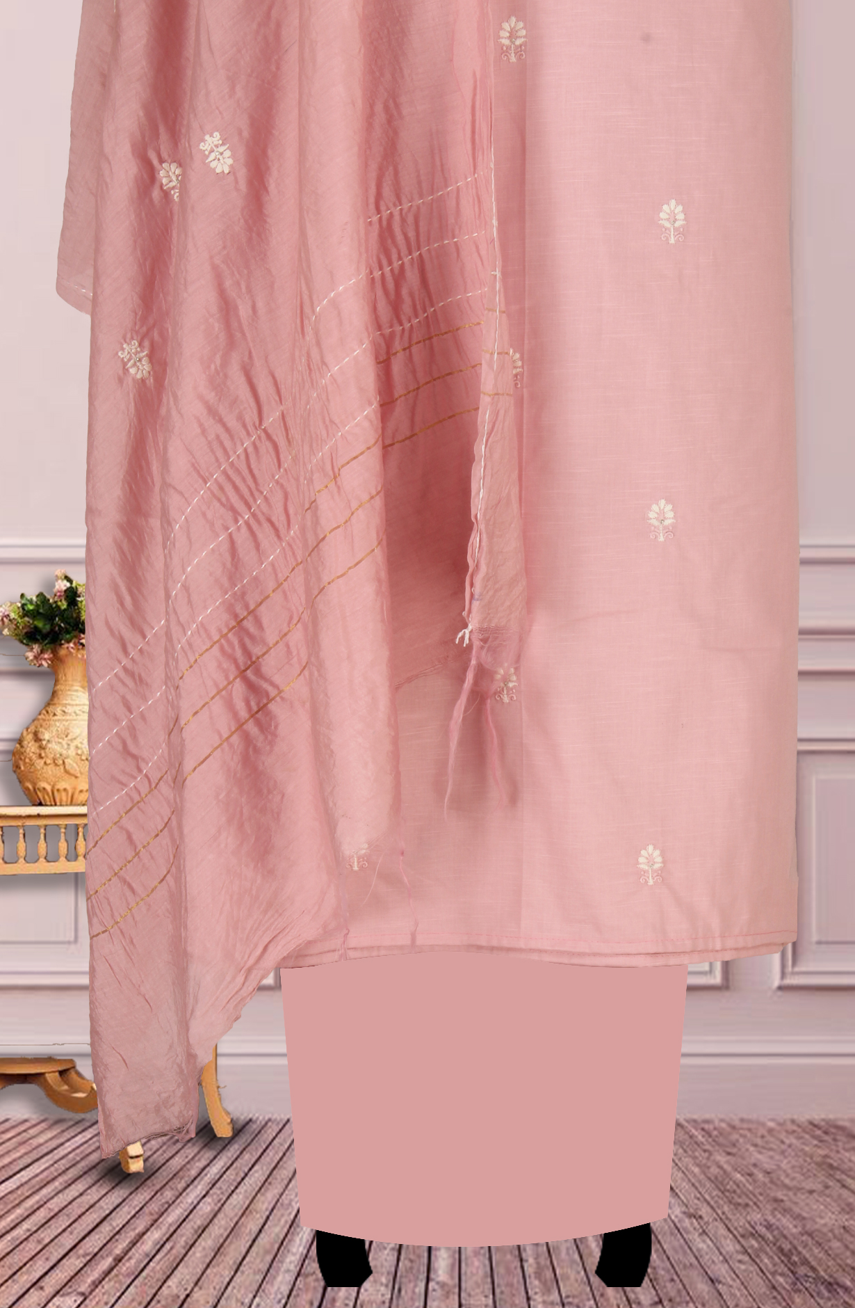 Pink Unstitched Beautiful Embroidered Suit with Dupatta - 944-3361A
