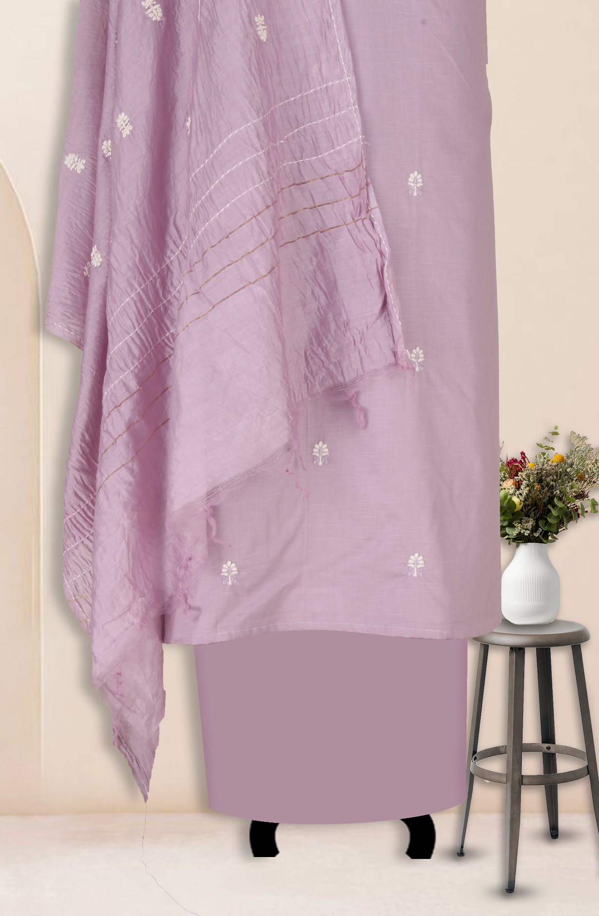 Purple Unstitched Beautiful Embroidered Suit with Dupatta - 944-3361C