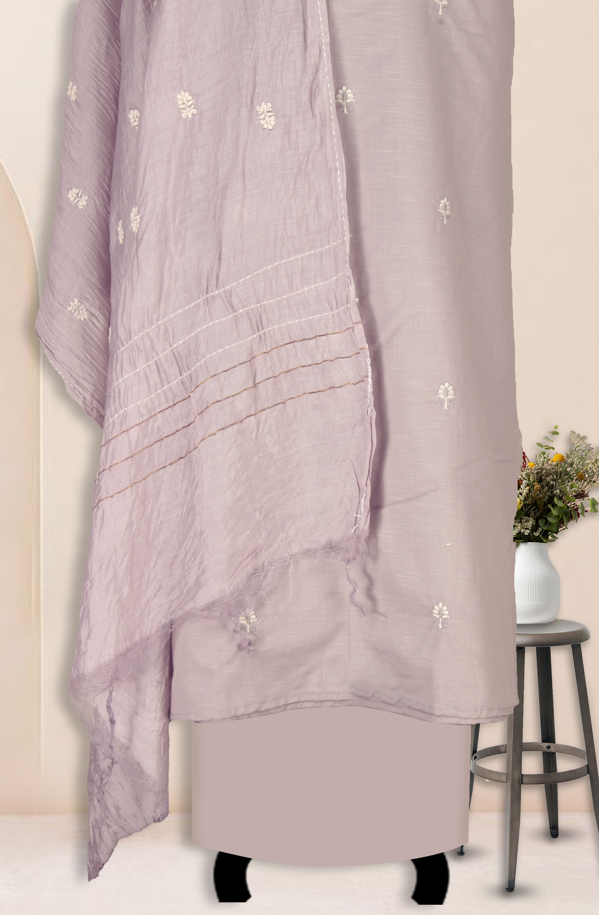 Grey Unstitched Beautiful Embroidered Suit with Dupatta - 944-3361D