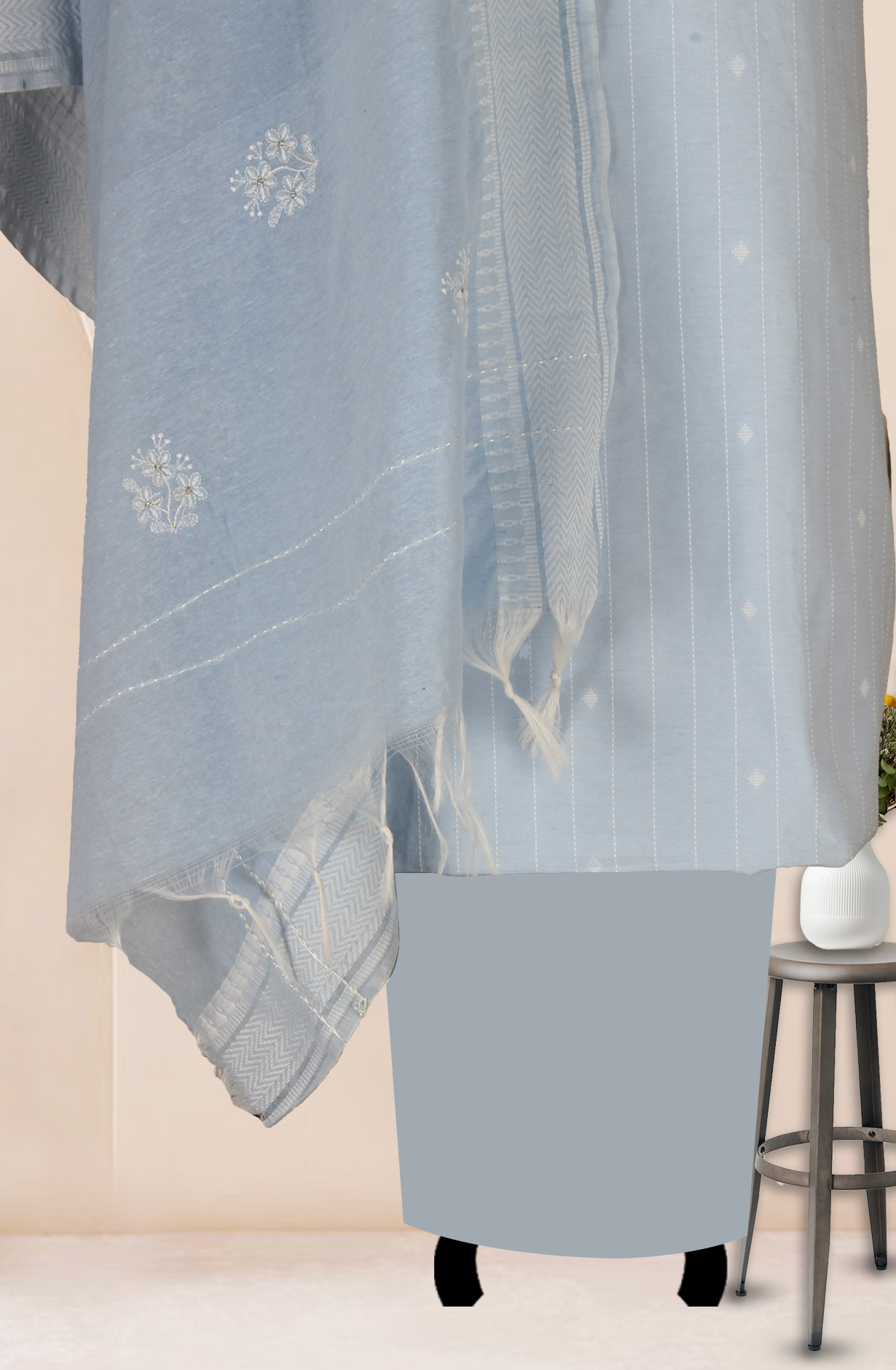 Pastel Blue Cotton Unstitched Salwar Dress Material - 944-3843