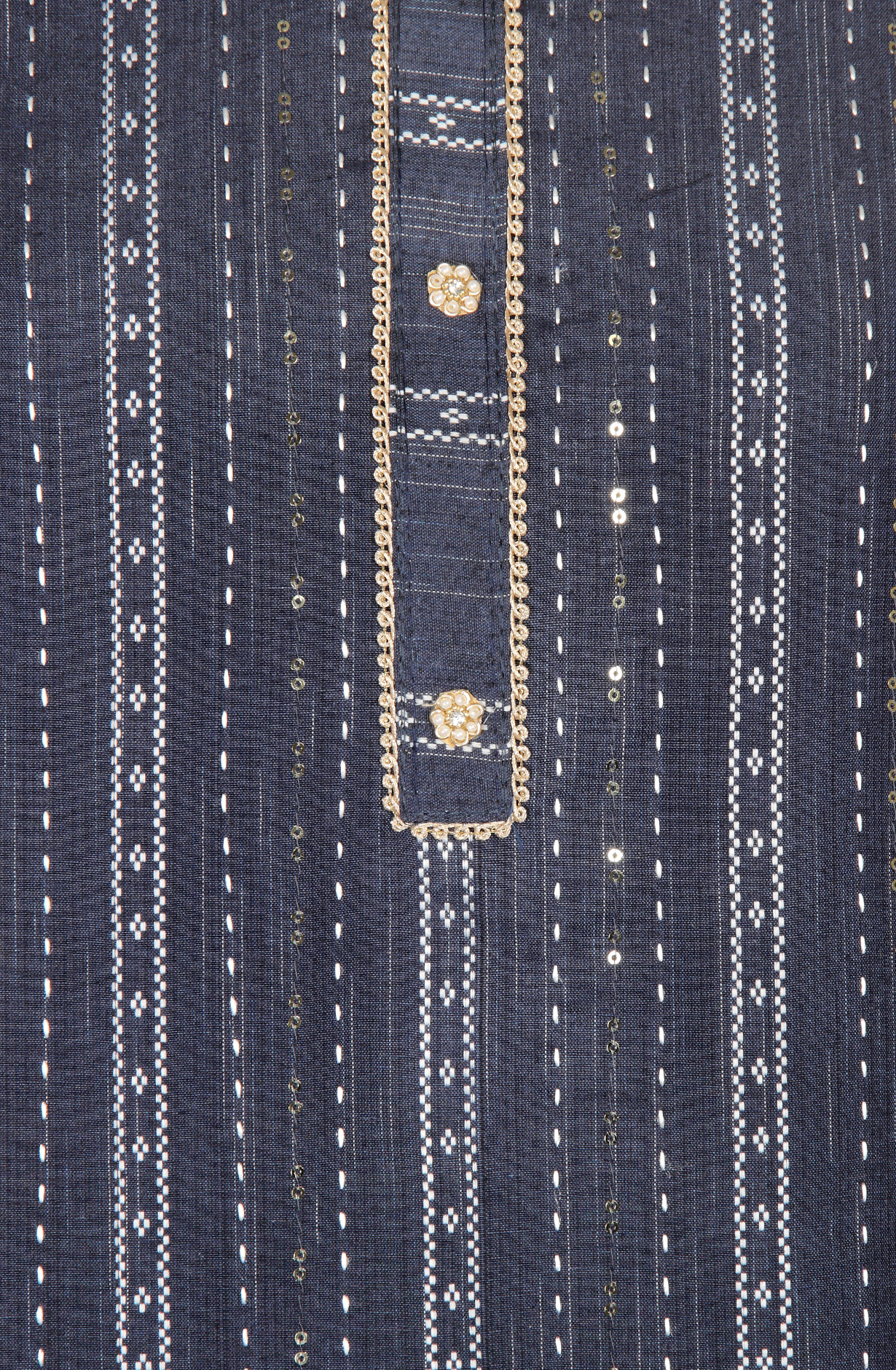 Blue Cotton Unstitched Salwar Suit with Chanderi Dupatta - 959-BLUE-1A