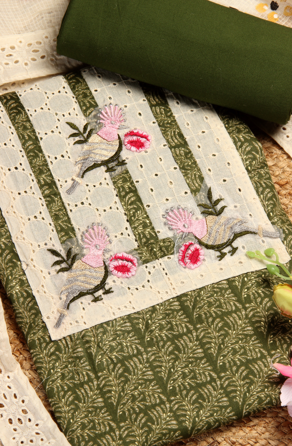 Green Cotton Salwar Kameez with Beautiful Dupatta - 959-EVA-1C