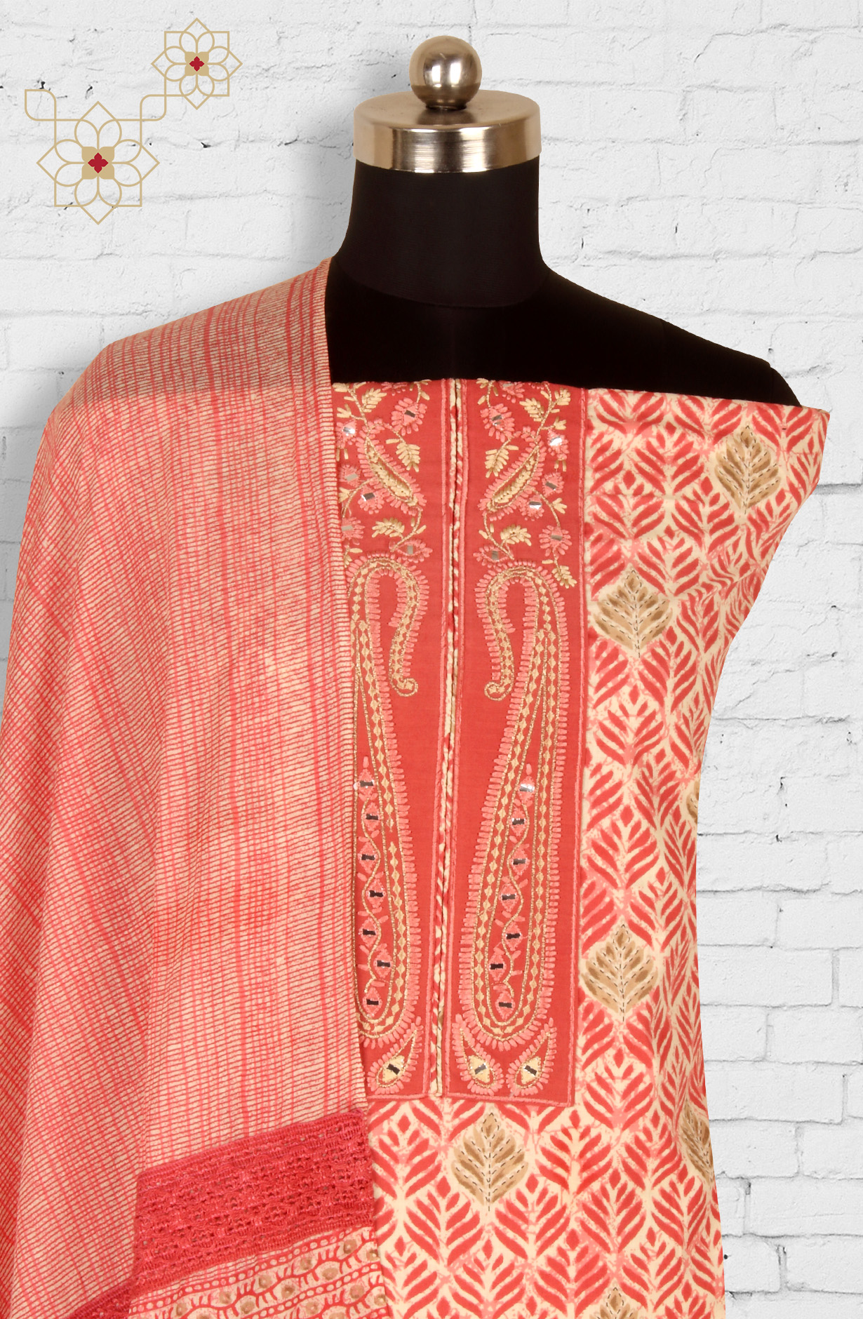 Multi-coloured Cotton Unstitched Salwar Suit with Dupatta - 959-GOLDKERI-A