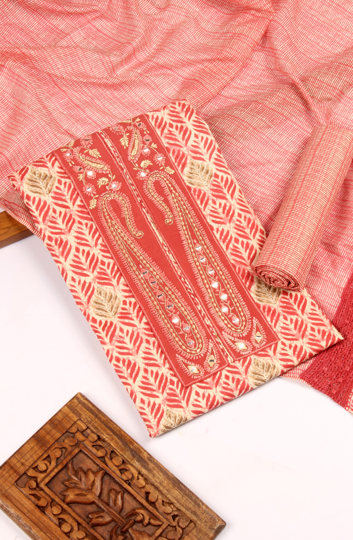 Multi-coloured Cotton Unstitched Salwar Suit with Dupatta - 959-GOLDKERI-A