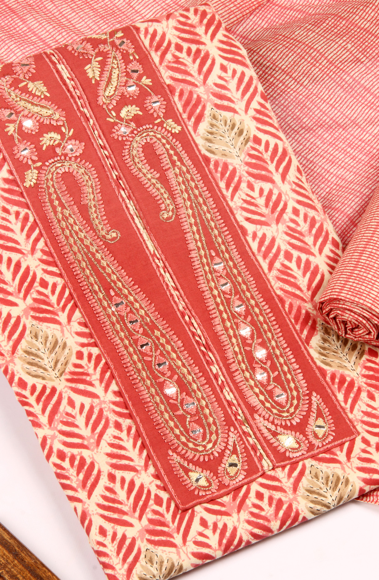Multi-coloured Cotton Unstitched Salwar Suit with Dupatta - 959-GOLDKERI-A