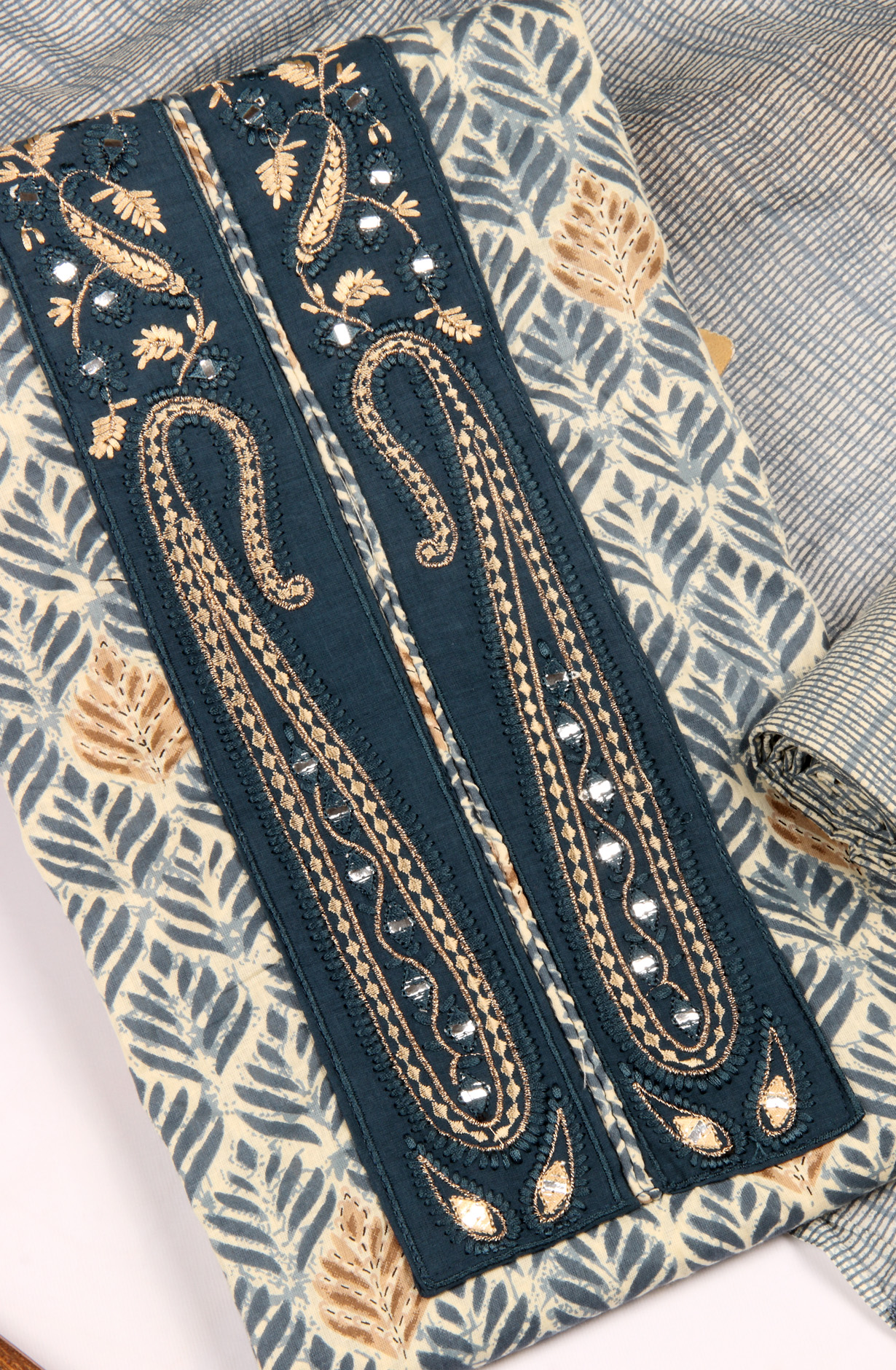 Multi-coloured Cotton Unstitched Salwar Suit with Dupatta - 959-GOLDKERI