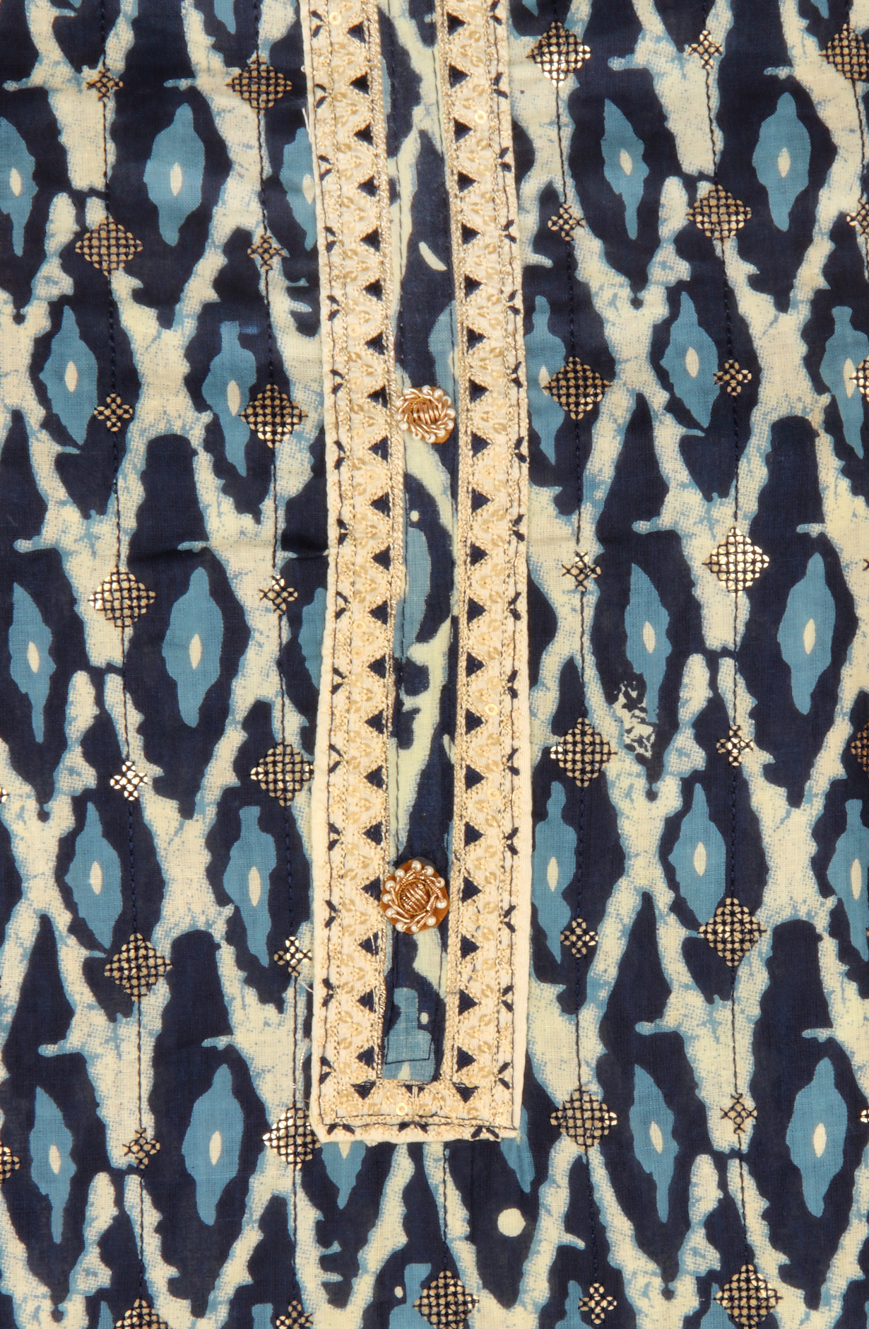 Blue Cotton Unstitched Salwar Suit with Chanderi Dupatta - 959-KABIRA-6A