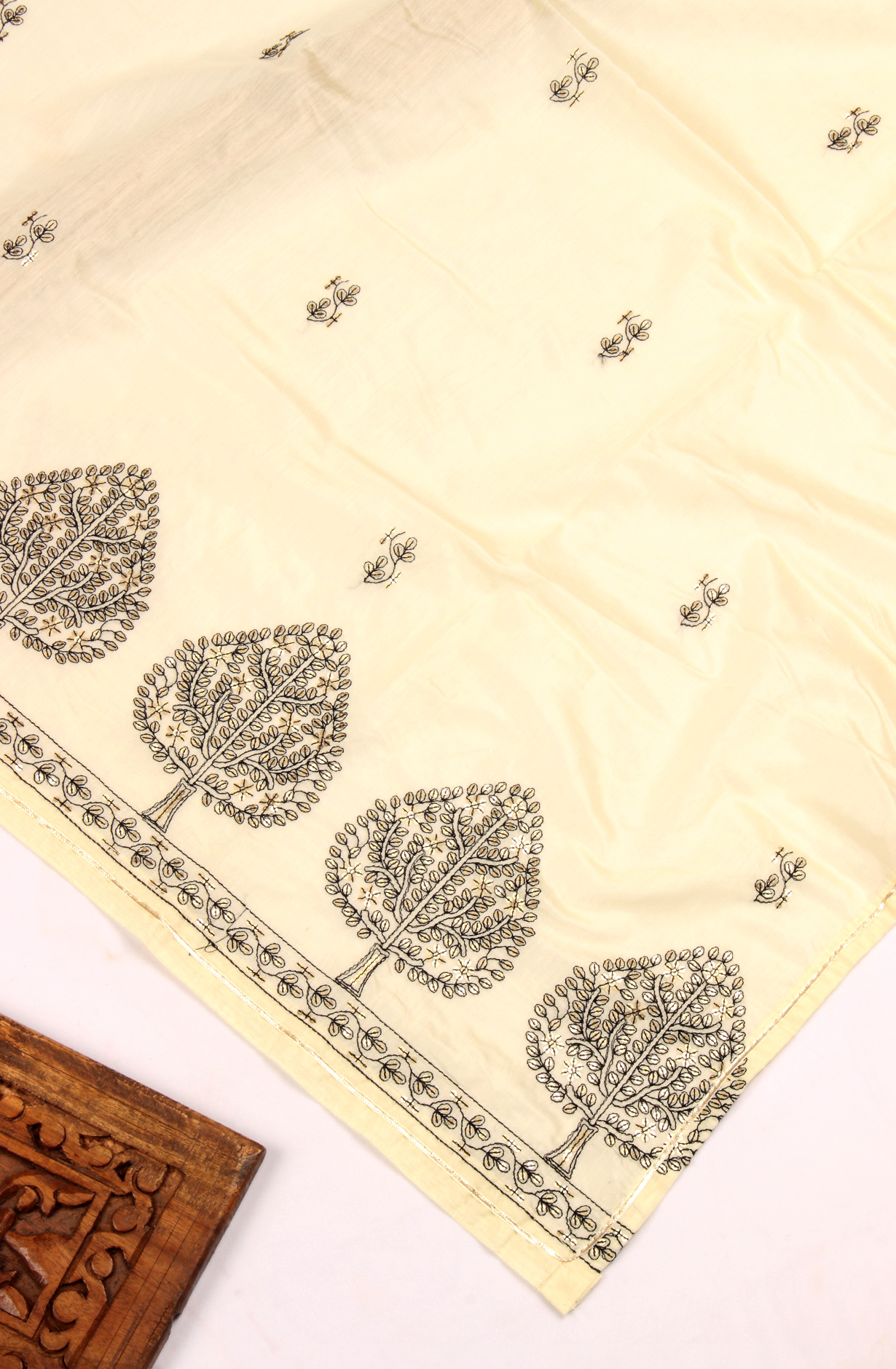 Black Cotton Unstitched Salwar Suit with Chanderi Dupatta - 959-KABIRA-6C