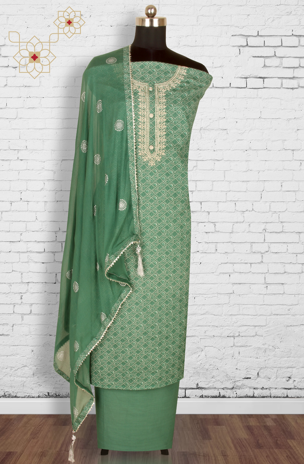Green Modal Unstitched Salwar Suit with Kota Dupatta - 959-KASTURI-A