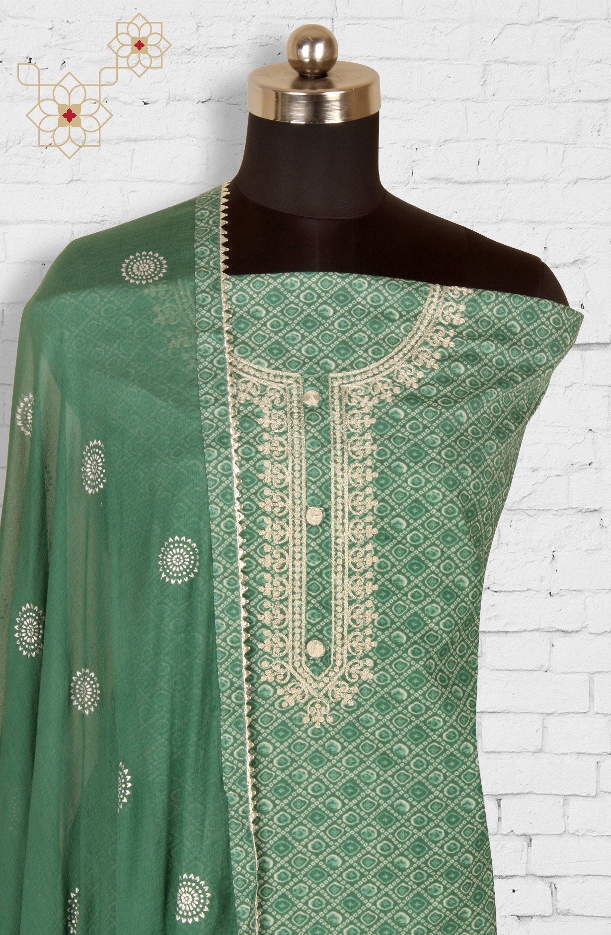 Green Modal Unstitched Salwar Suit with Kota Dupatta - 959-KASTURI-A