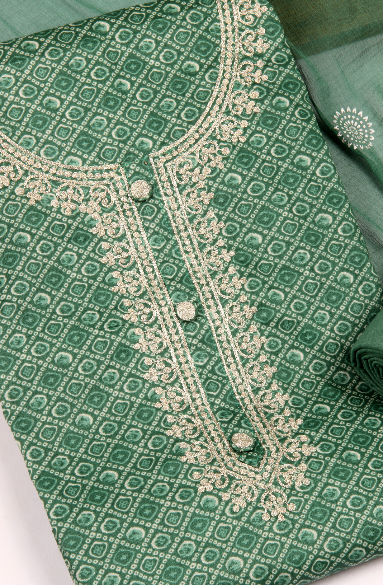 Green Modal Unstitched Salwar Suit with Kota Dupatta - 959-KASTURI-A