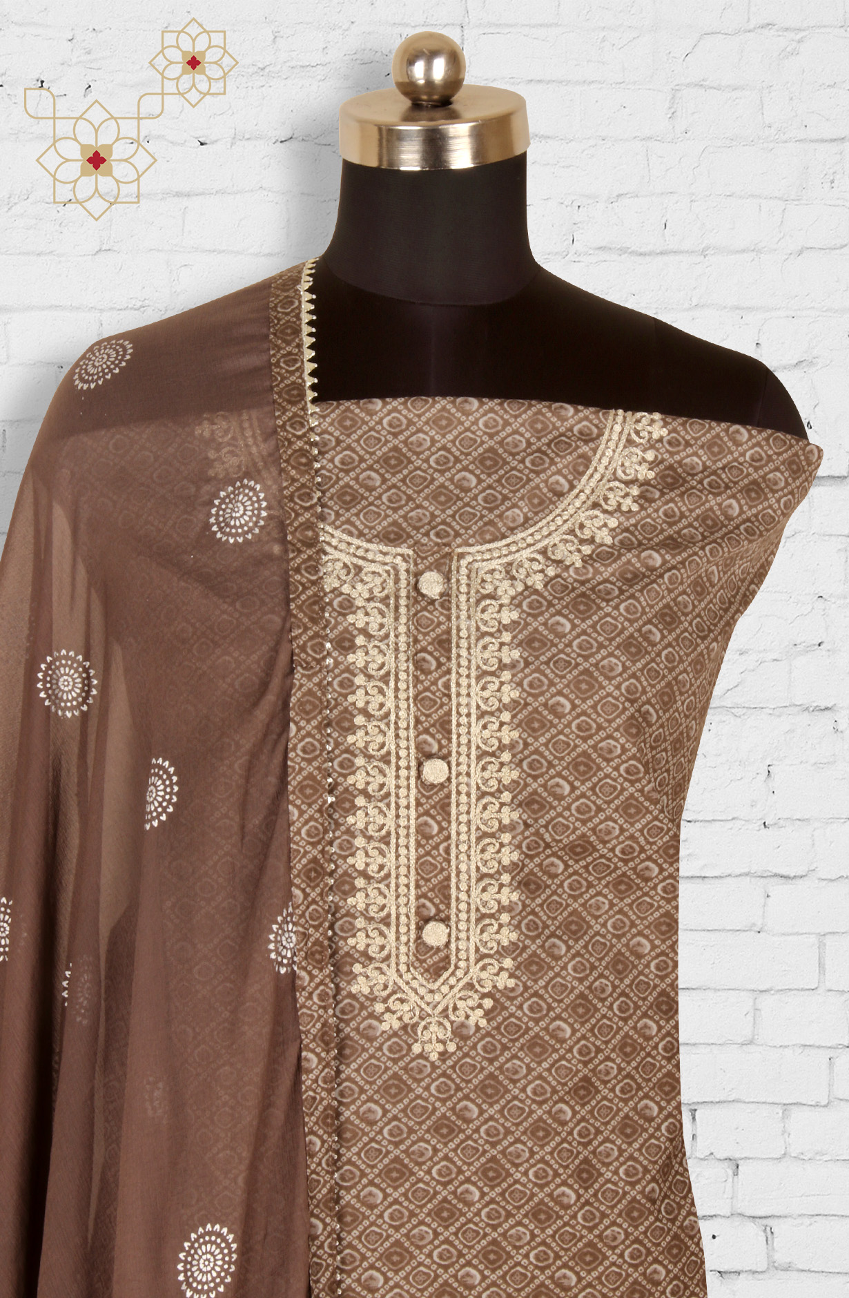 Grey Modal Unstitched Salwar Suit with Kota Dupatta - 959-KASTURI-B