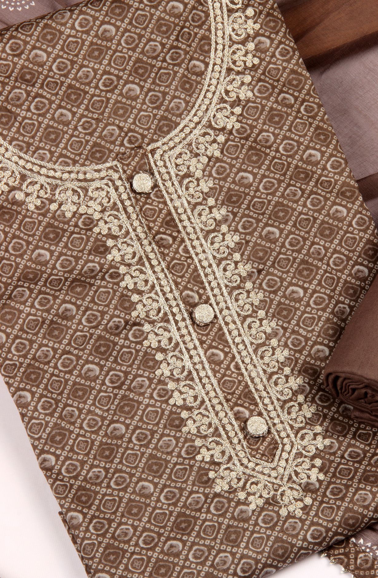 Grey Modal Unstitched Salwar Suit with Kota Dupatta - 959-KASTURI-B