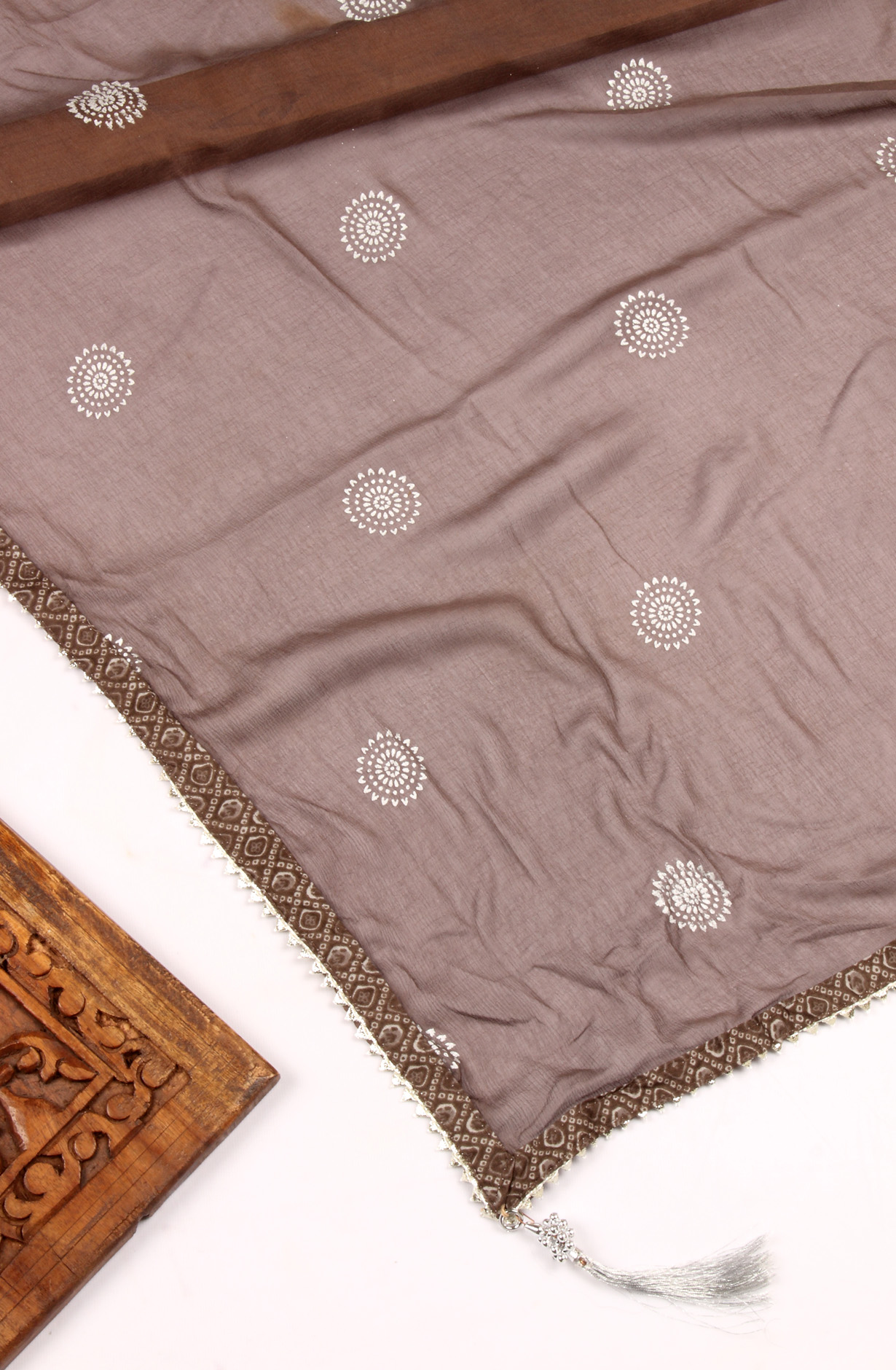 Grey Modal Unstitched Salwar Suit with Kota Dupatta - 959-KASTURI-B