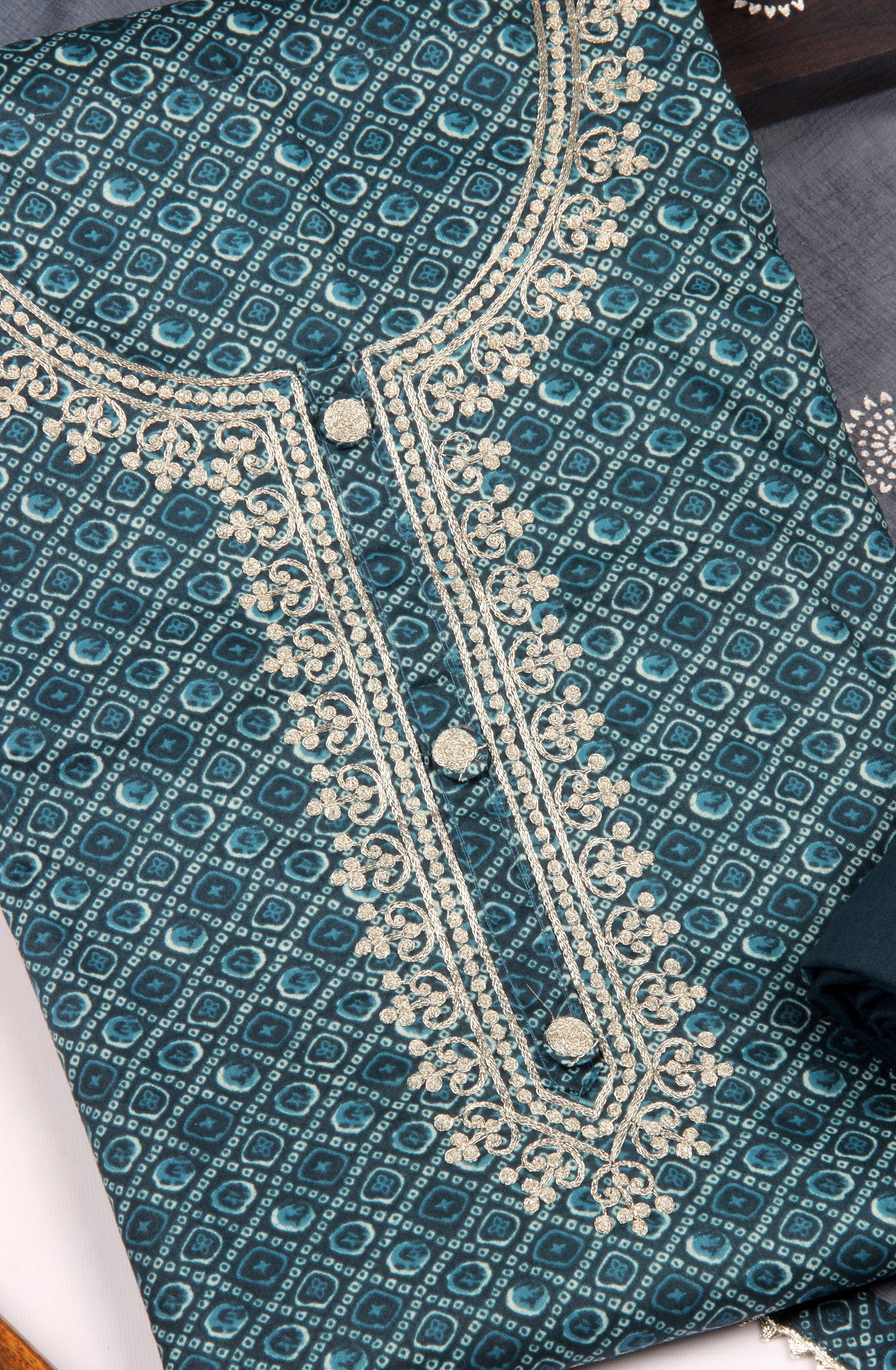 Blue Modal Unstitched Salwar Suit with Kota Dupatta - 959-KASTURI