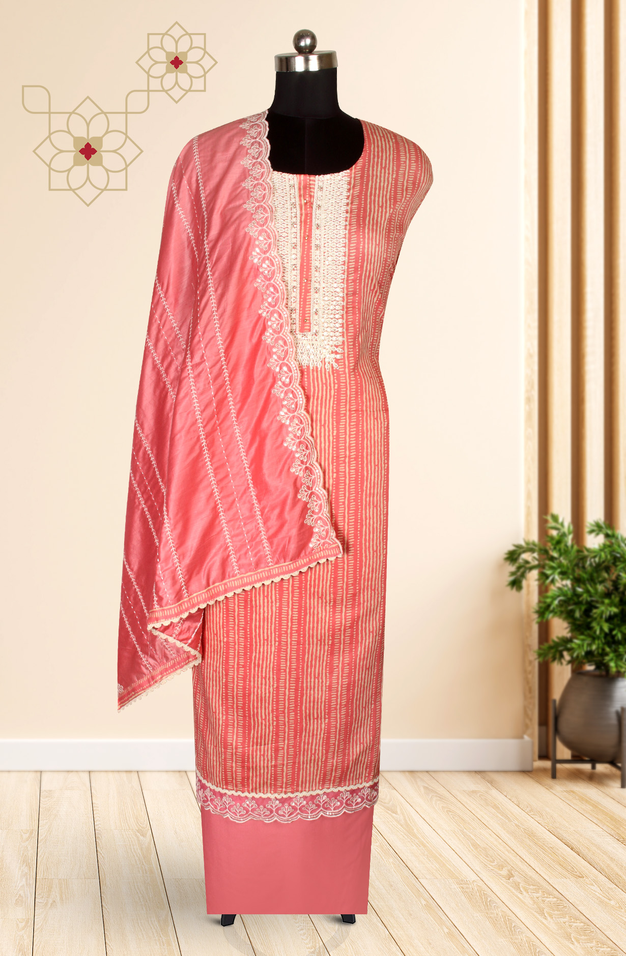 Pink Modal Printed Salwar Suit with Dupatta - 959-MEHAK-C