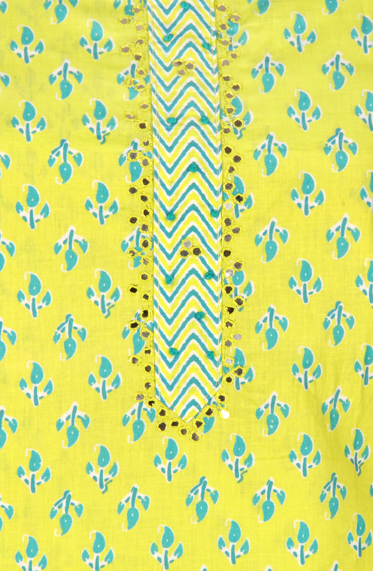 Lime Cotton Unstitched Salwar Suit with Dupatta - 959-PARROT