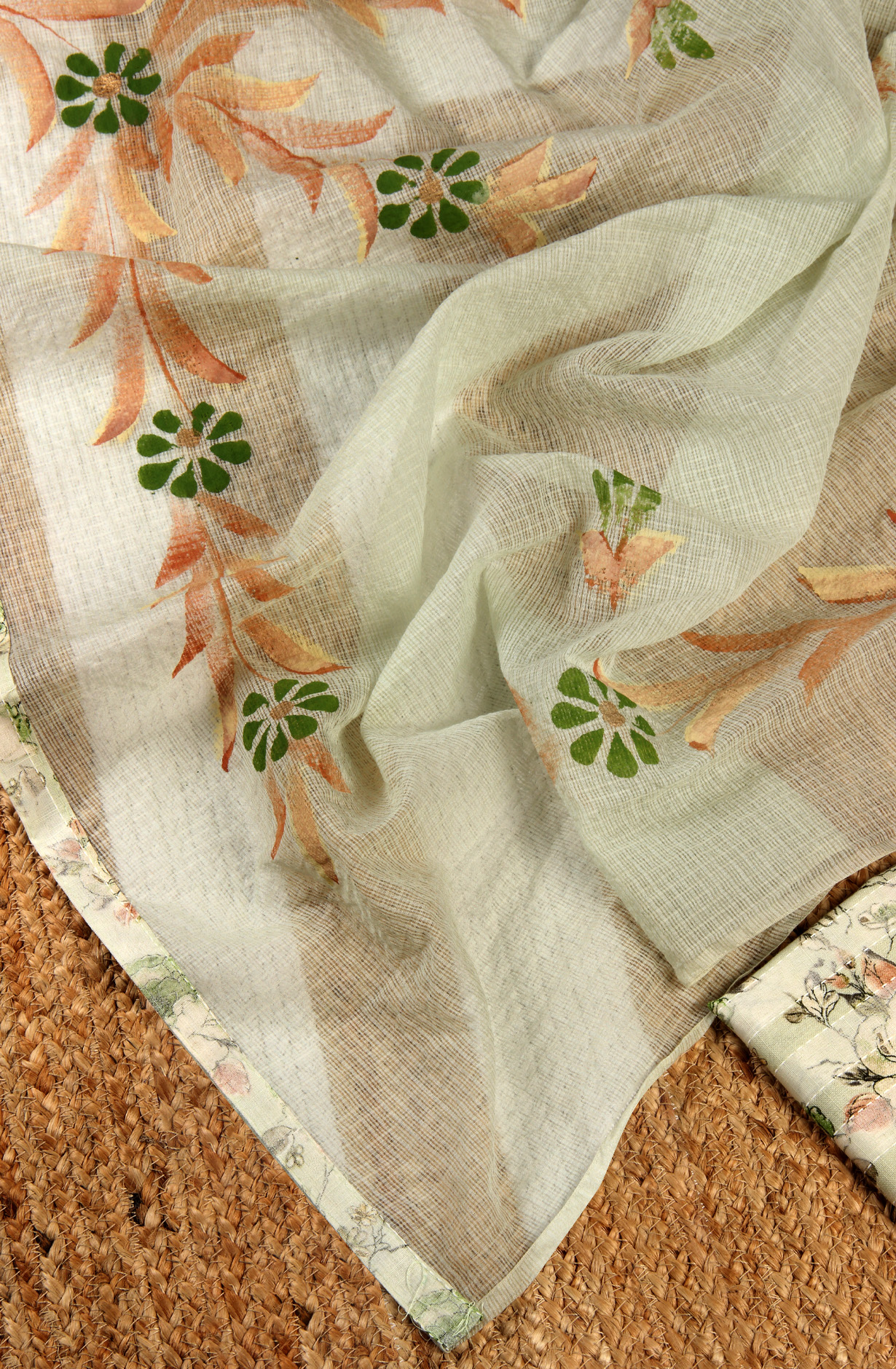 Sea Green Cotton Printed Salwar Kameez with Kota Dupatta - 959-POONAM