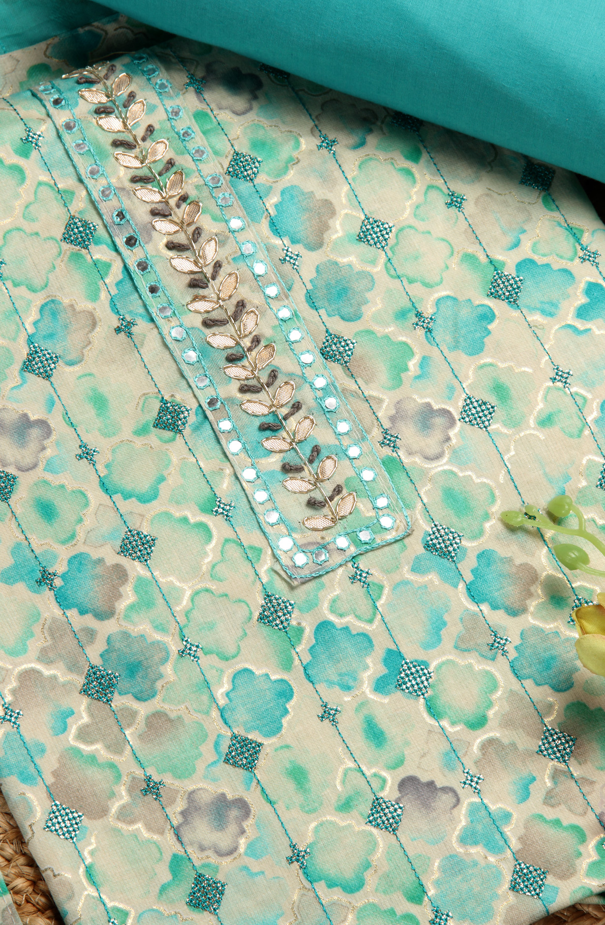 Firozi Cotton Salwar Kameez with Trendy Dupatta - 959-RUTVI-1A