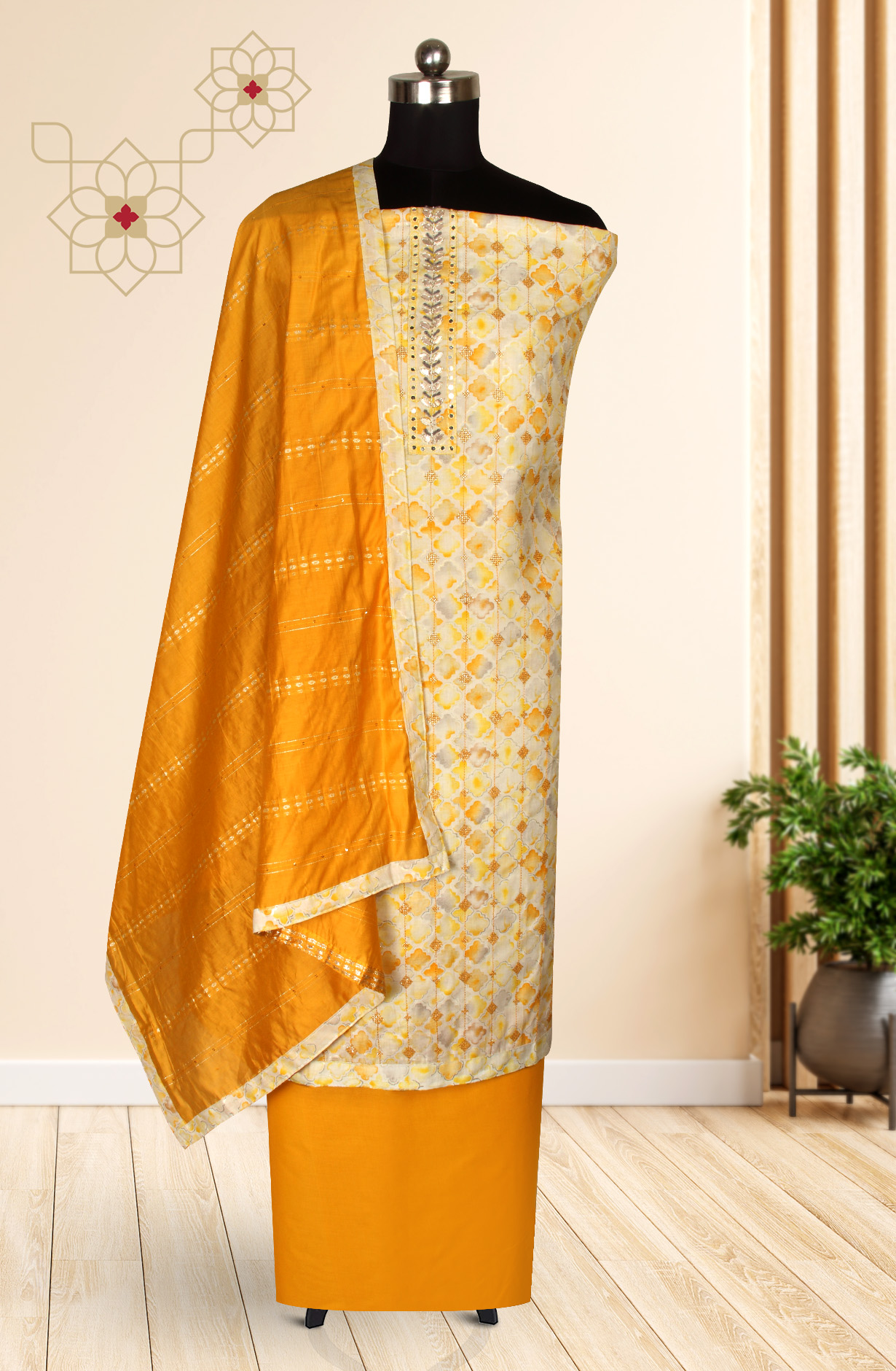 Mustard Cotton Salwar Kameez with Trendy Dupatta - 959-RUTVI-1B