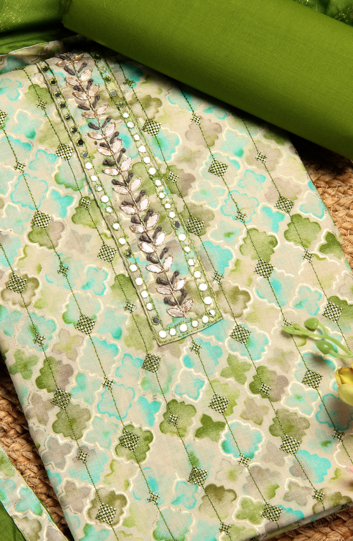 Green Cotton Salwar Kameez with Trendy Dupatta - 959-RUTVI-1C