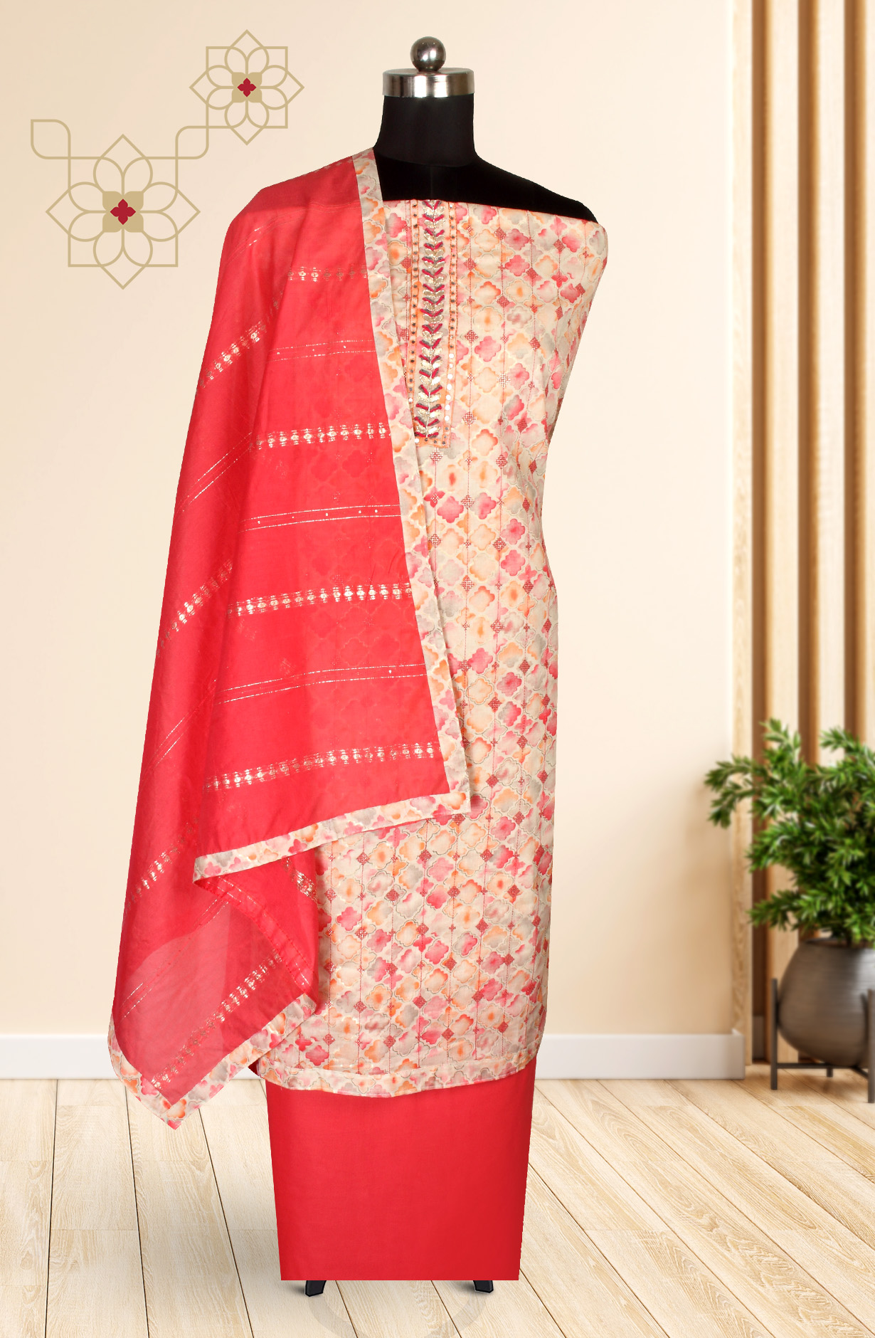 Pink Cotton Salwar Kameez with Trendy Dupatta - 959-RUTVI-1D