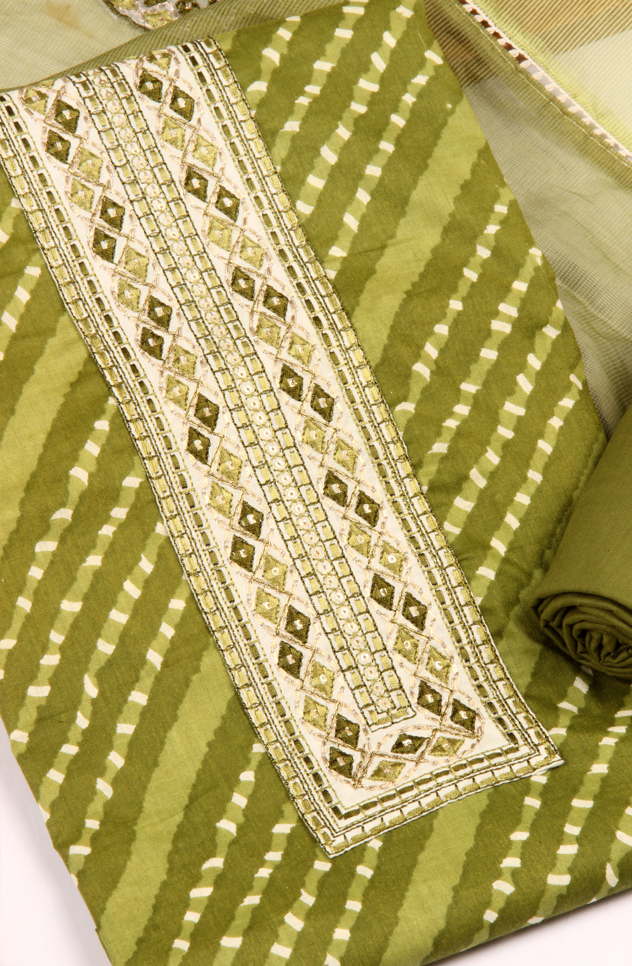 Mehndi Cotton Unstitched Salwar Suit with Kota Dupatta - 959-SAHELI-1B