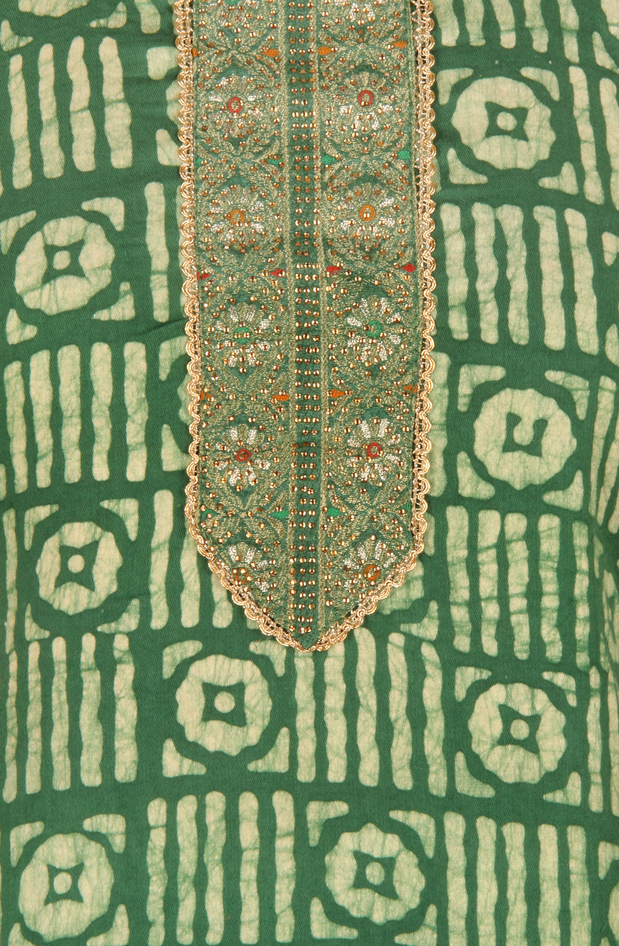 Bottle Green Cotton Unstitched Salwar Suit with Chiffon Dupatta - 959-SATINBATIQ-B